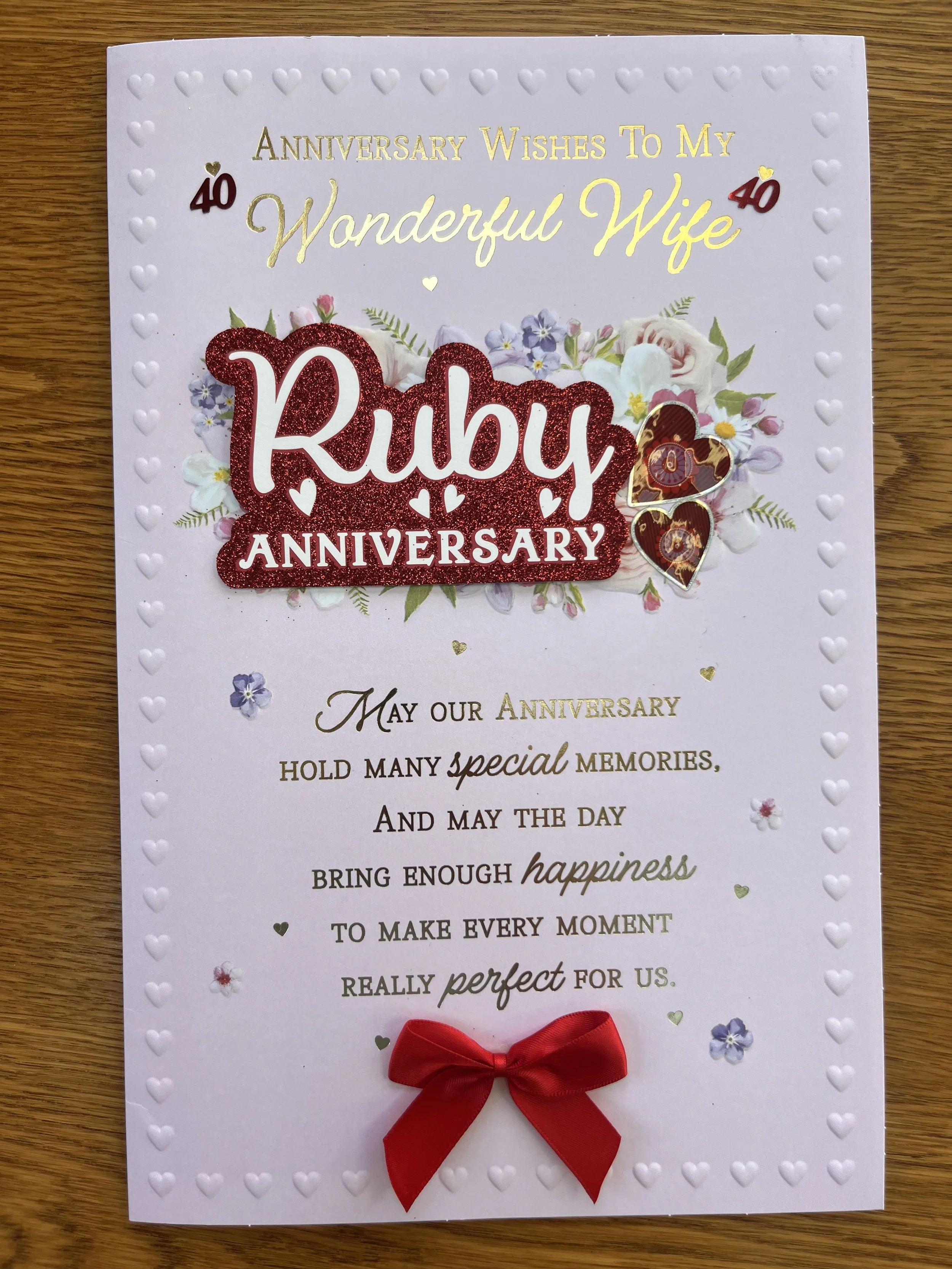 Extra Special Wife Ruby anniversary  card