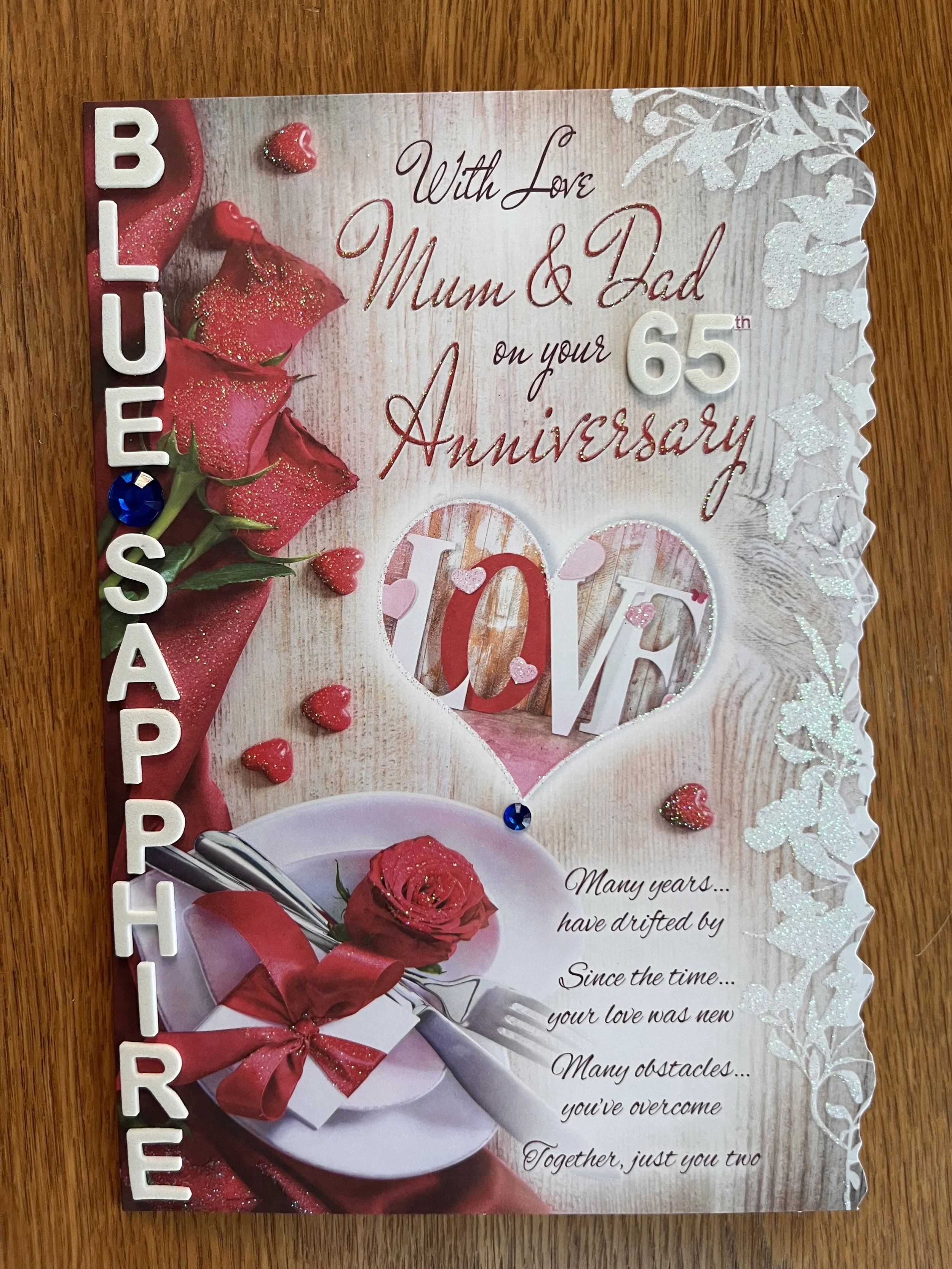 Mum and Dad 65th anniversary card