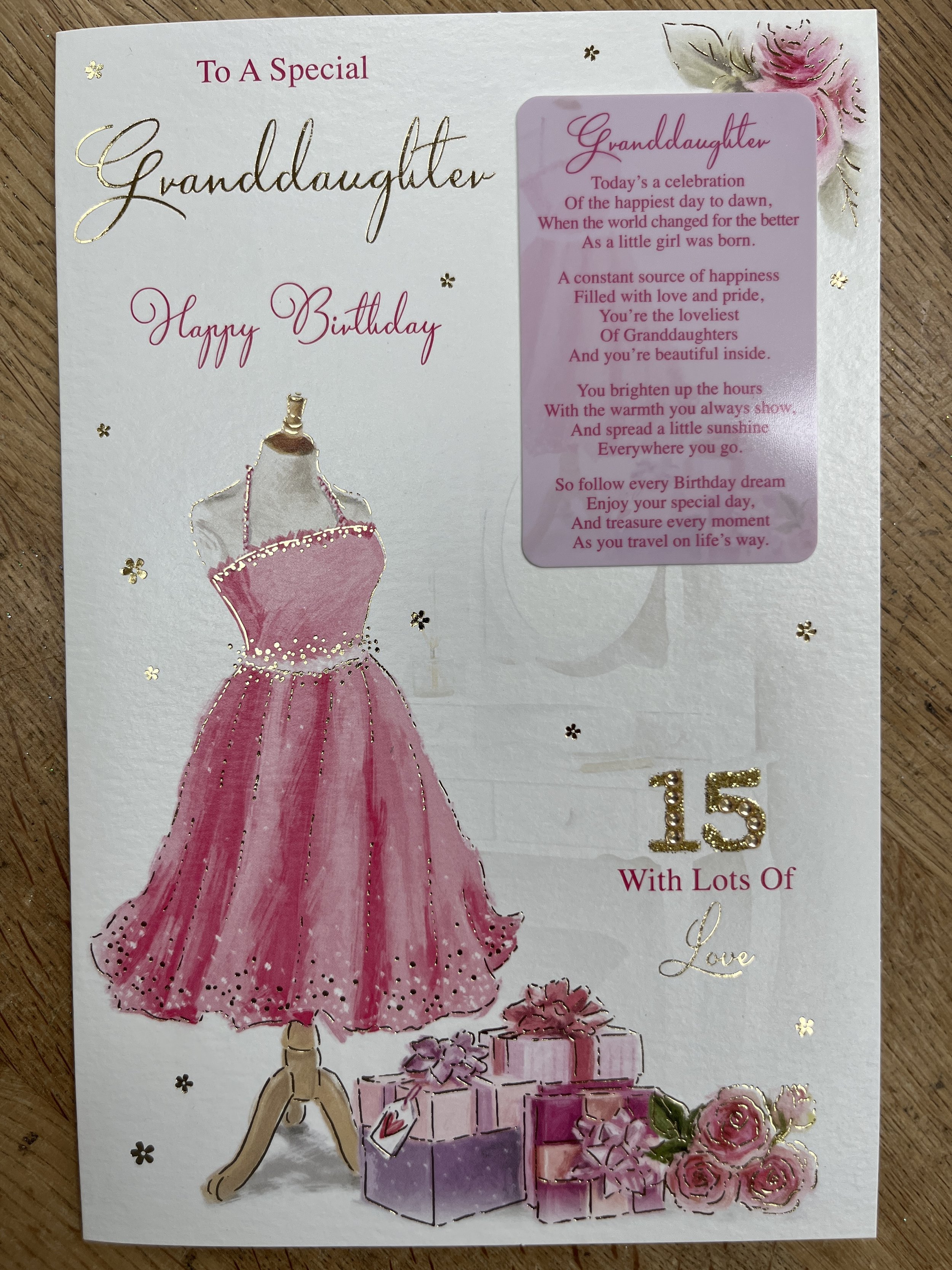 Granddaughter 15 birthday card