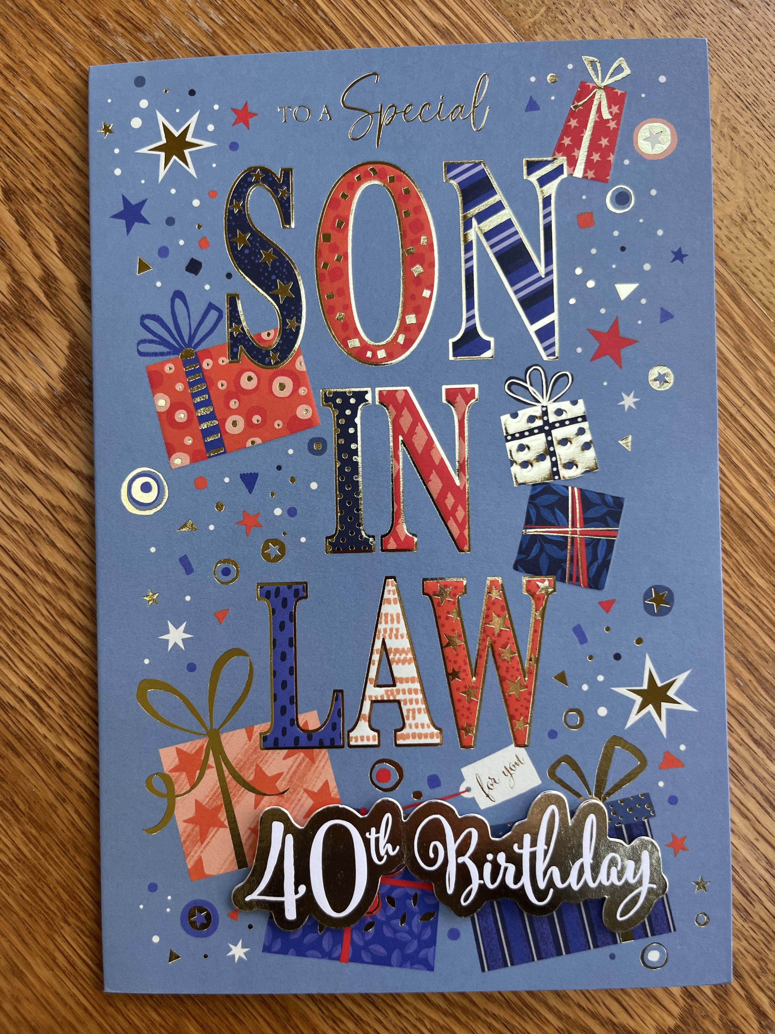 Special Son in law 40th Birthday card