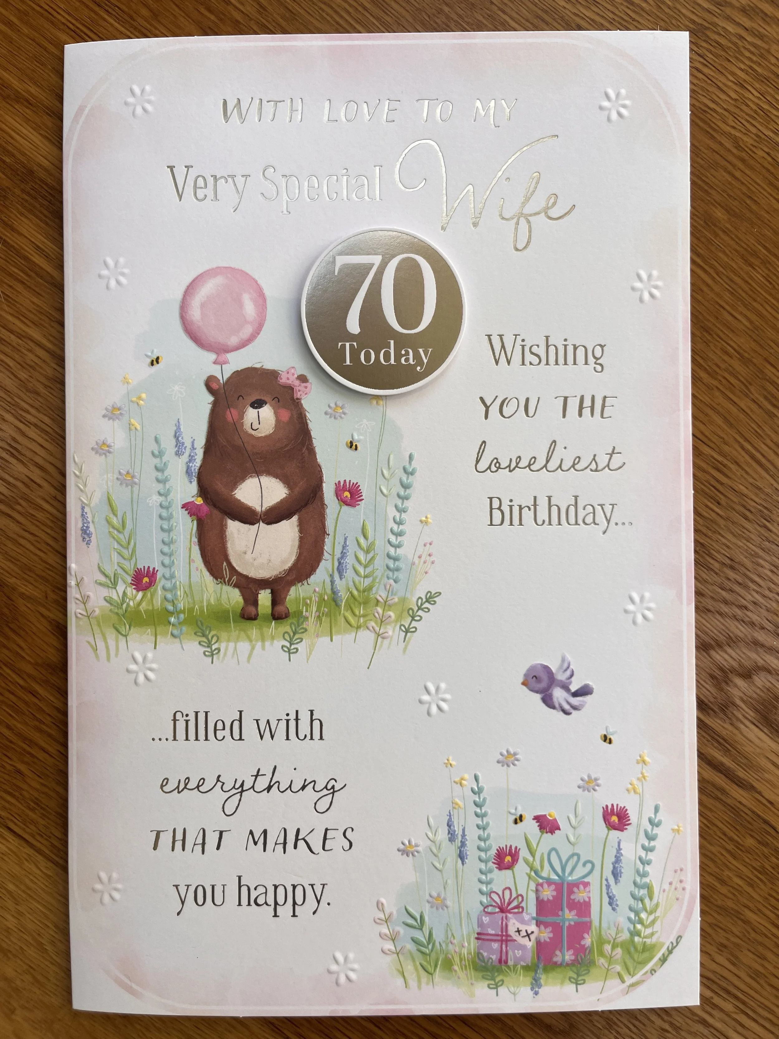 Extra Special Wife 70th birthday card