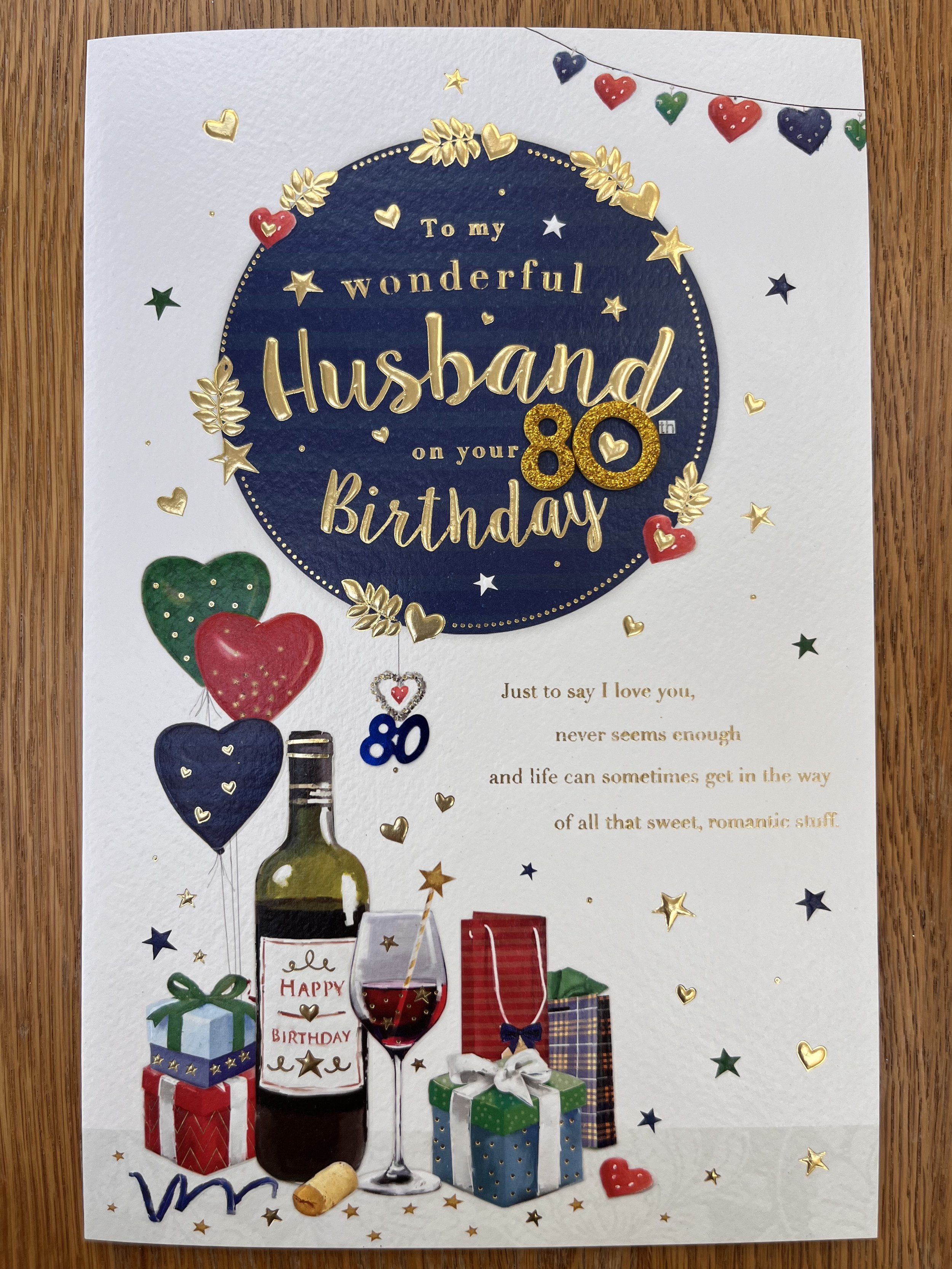 Husband 80th Birthday Card