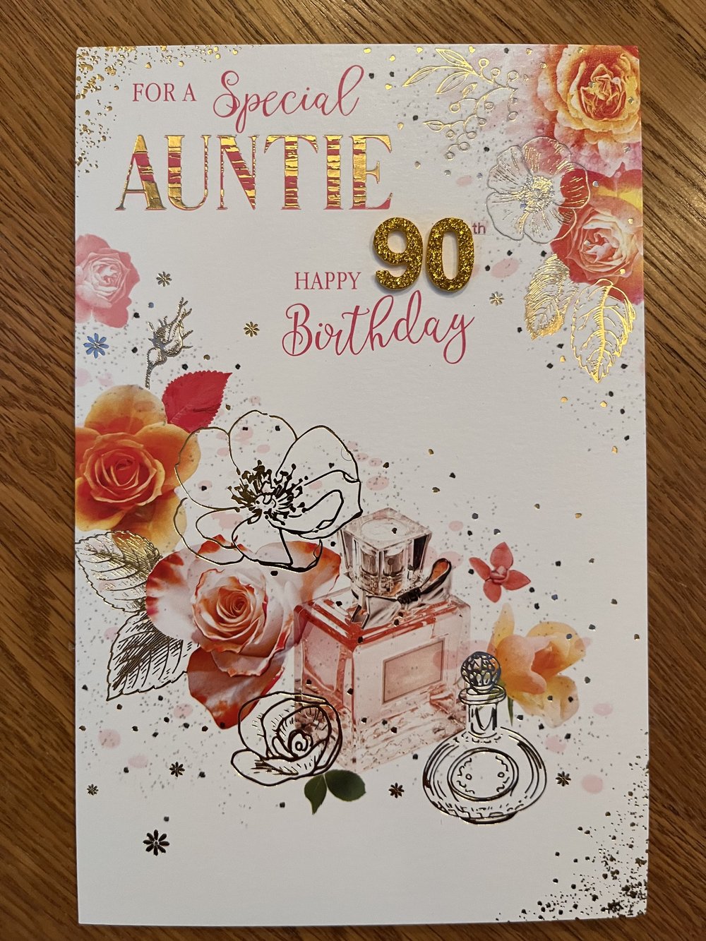 Birthday Card For Auntie - 9x6 Inch Greeting Card With Envelope, Wild Pink Flowers Design