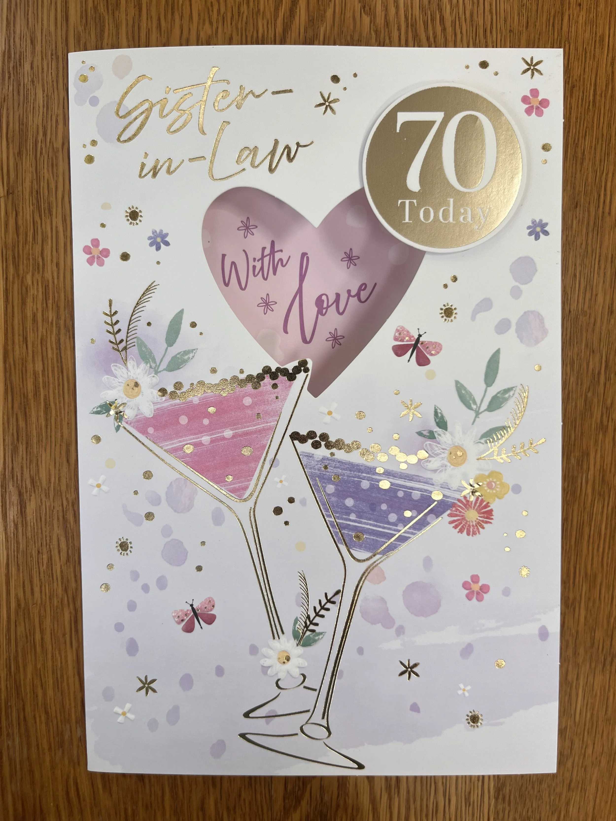 Sister in Law 70th birthday card