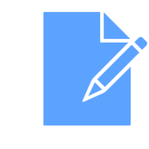 Icon of a blue document with a pencil, representing editing or writing.
