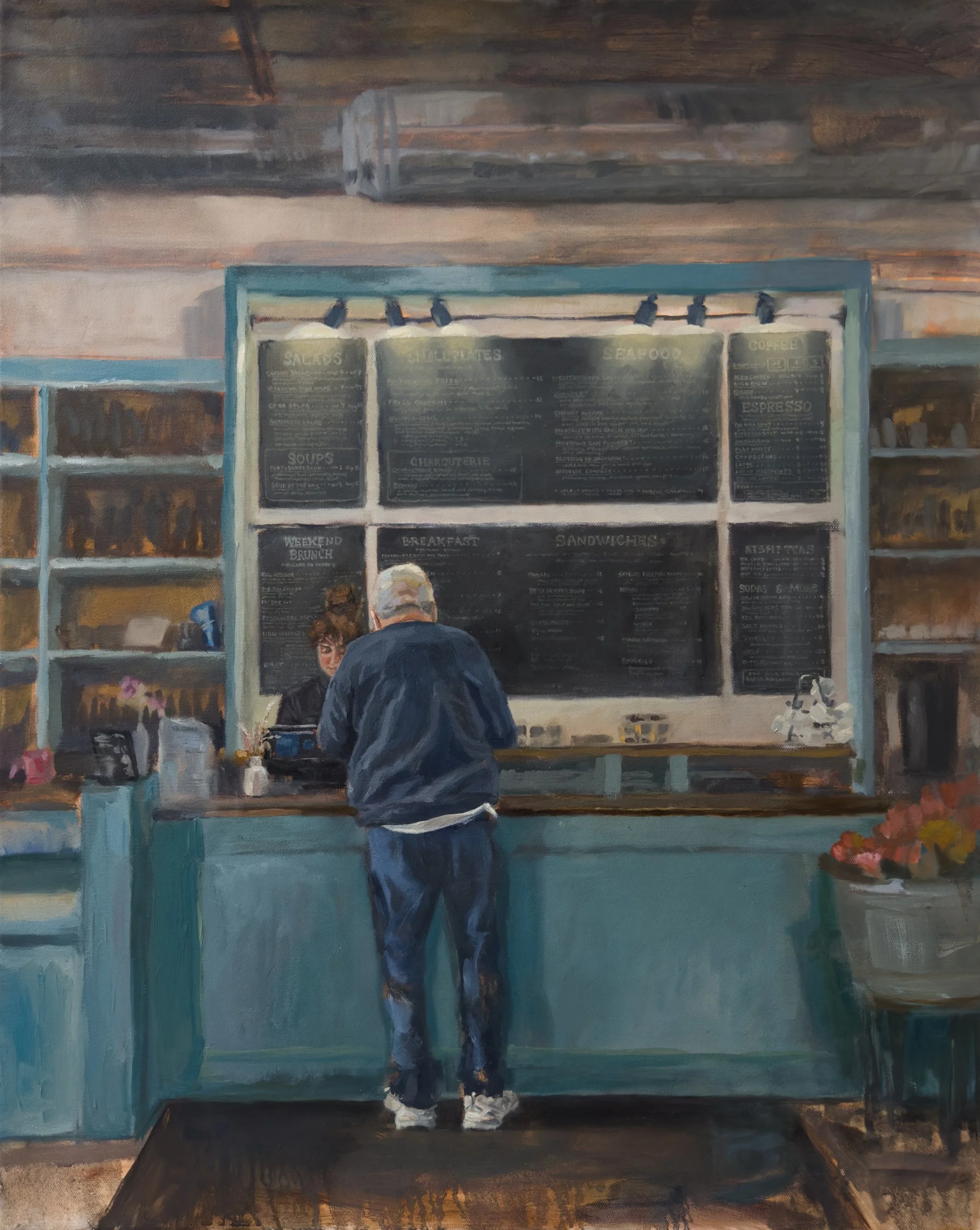 Coffee at Bica, 24x30", oil canvas, SOLD