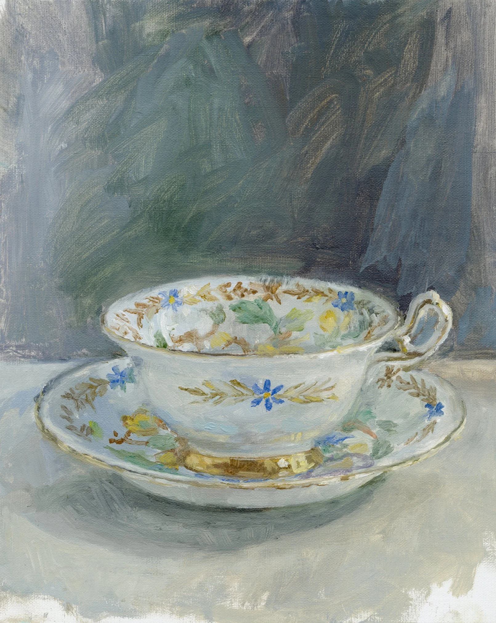 Grandma's Teacup, 8x10", oil canvas, SOLD