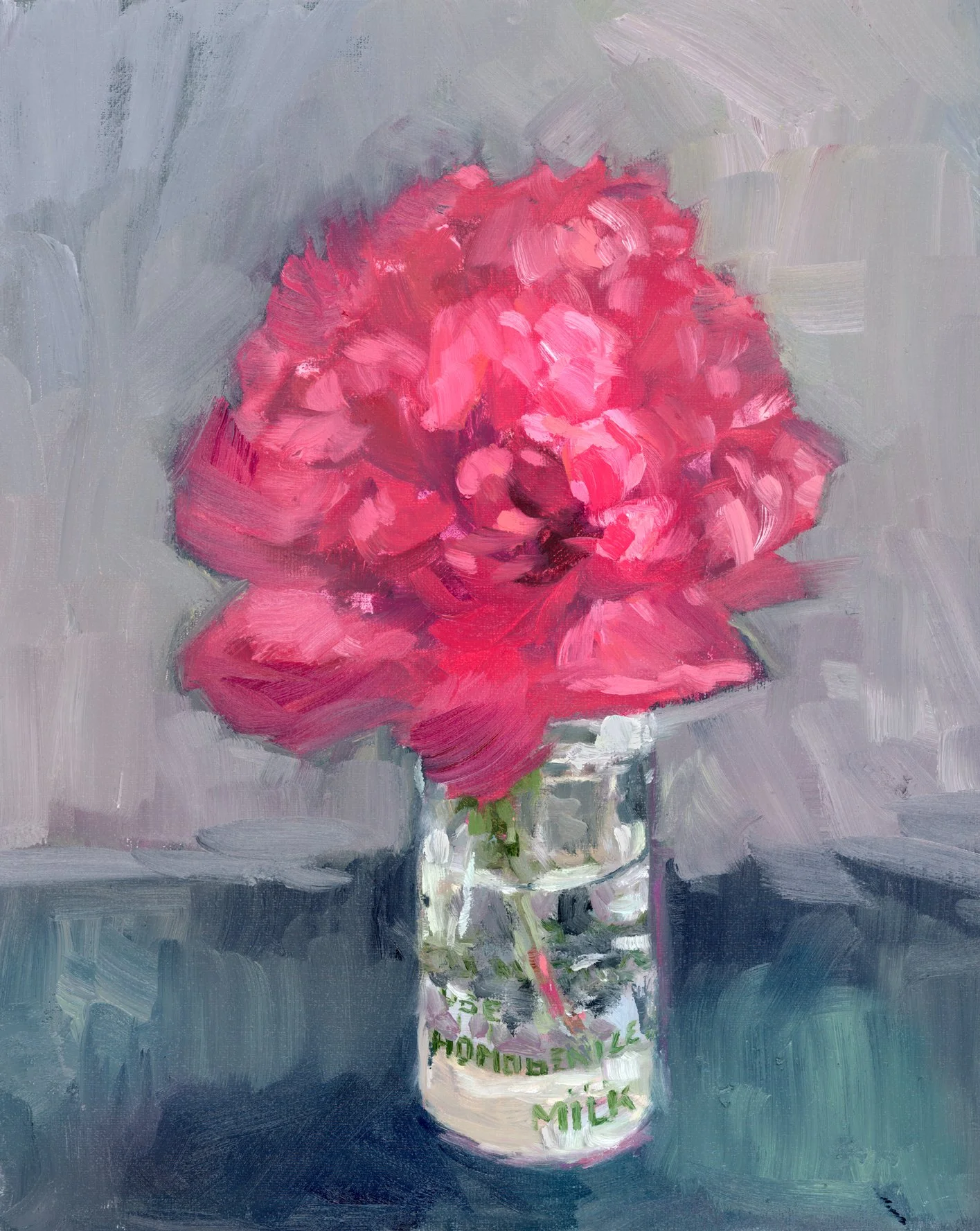 "Peony in Antique Milk Jar" Fine Art Vertical PRINT