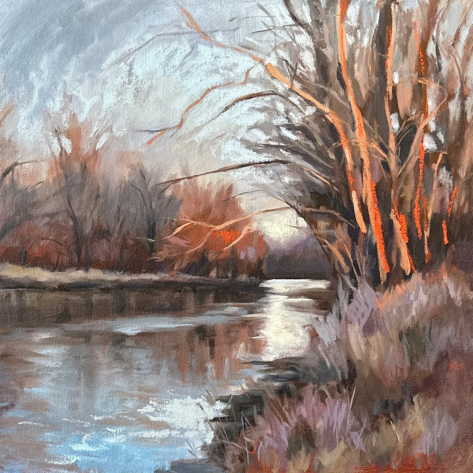 Winter Morning on the River, 24x18", oil canvas, SOLD