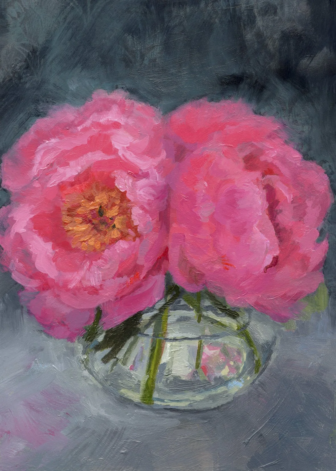 Coral Sunset Peonies, 5x7", oil on panel, SOLD