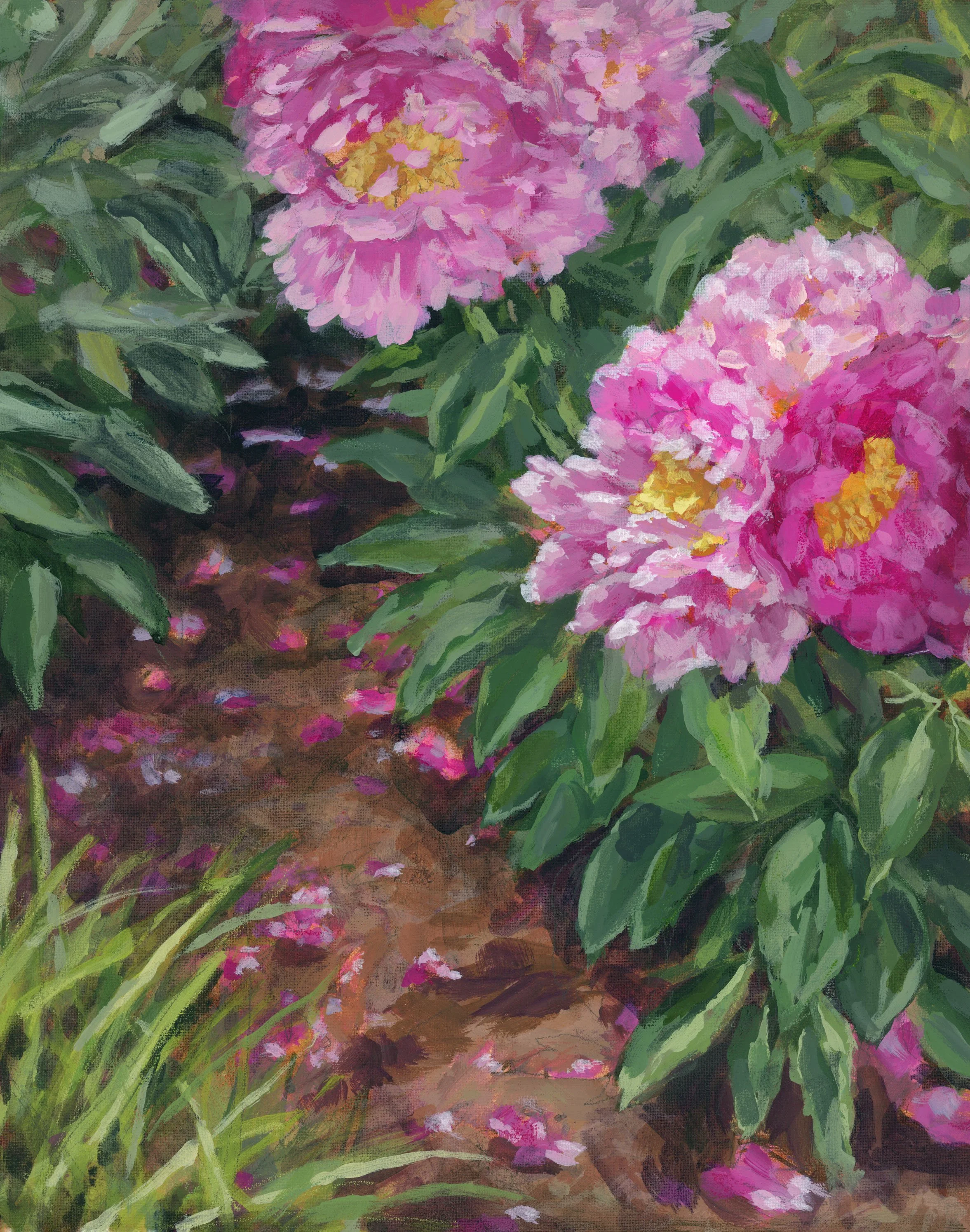 Pink Kissed Peonies, 8x10", oil on canvas, SOLD