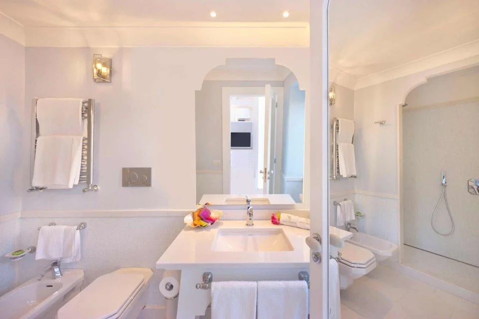 white bathroom with bidet at villa silvana in sorrento