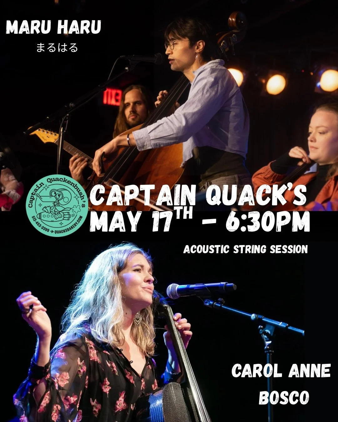 We&rsquo;re back!! And we&rsquo;re sharing a stage with the amazing @cello.bosco for an ACOUSTIC set at @captainquackscoffeehouse on May 17th, 6:30pm! We&rsquo;re gonna do our own songs, a little bit of collaboration, and even some covers (Sufjan, Su