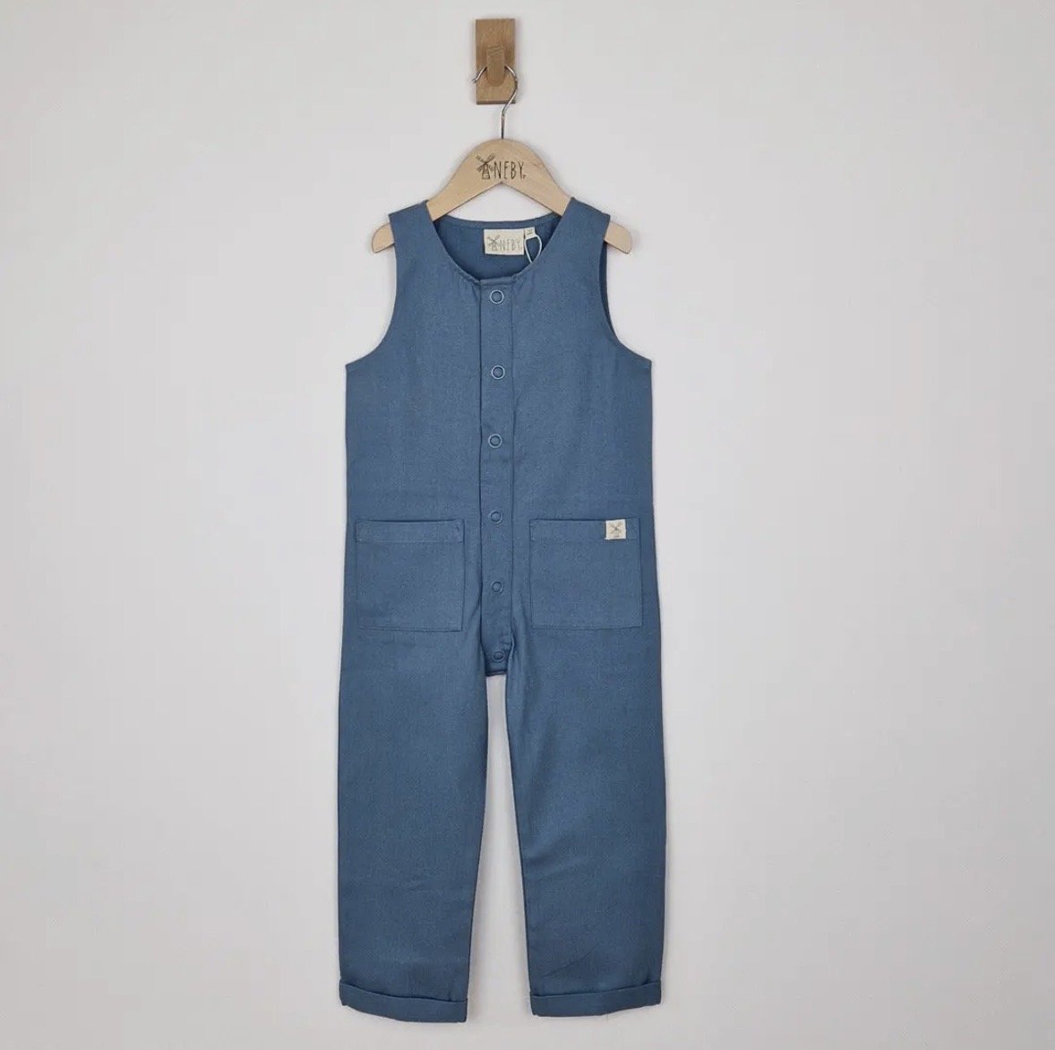 kids blue sleeveless overall