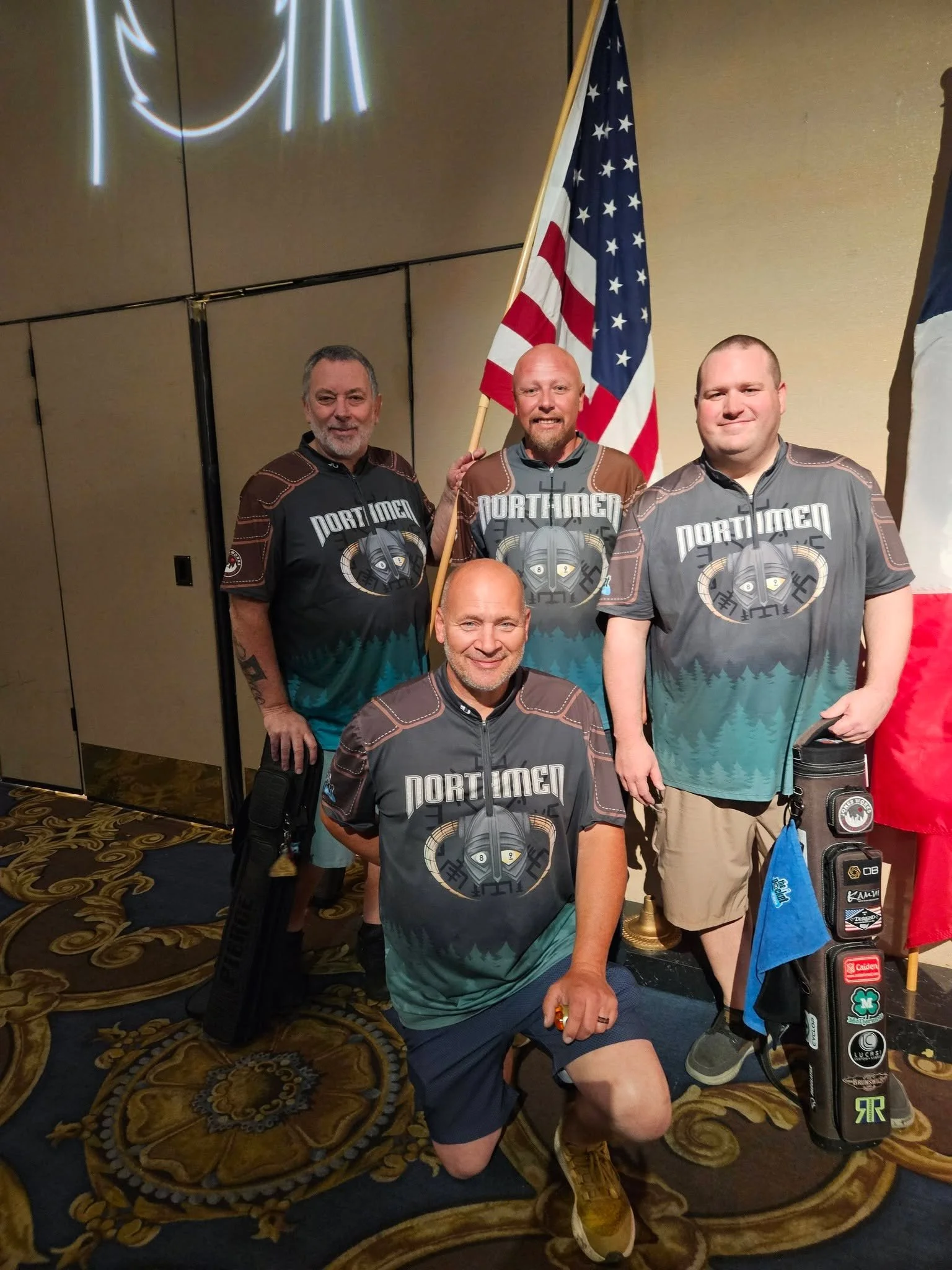 We survived day 1 of teams.  Heading into day 2. We need to win 2 more to make it to the final bracket.  Let's keep this momentum going! 
#jamupnation 
#jamupapparel 
Lucasi Cues 
Brunswick Billiards