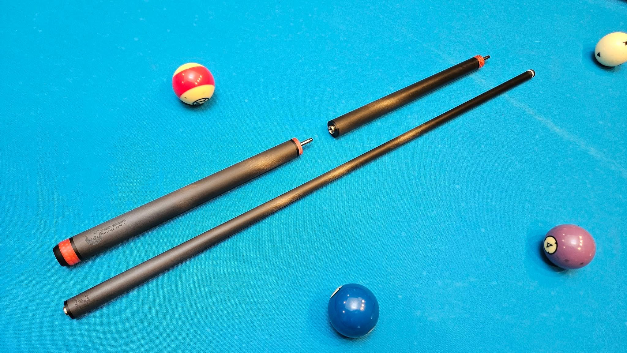 Check out this Jones Works Branded 3-piece carbon fiber jump cue!  I brought one in to test out and see if it's something I would want to bring into my shop. I have to say... its pretty awesome!  It jumps so easy and ofcourse I love the looks. I pick