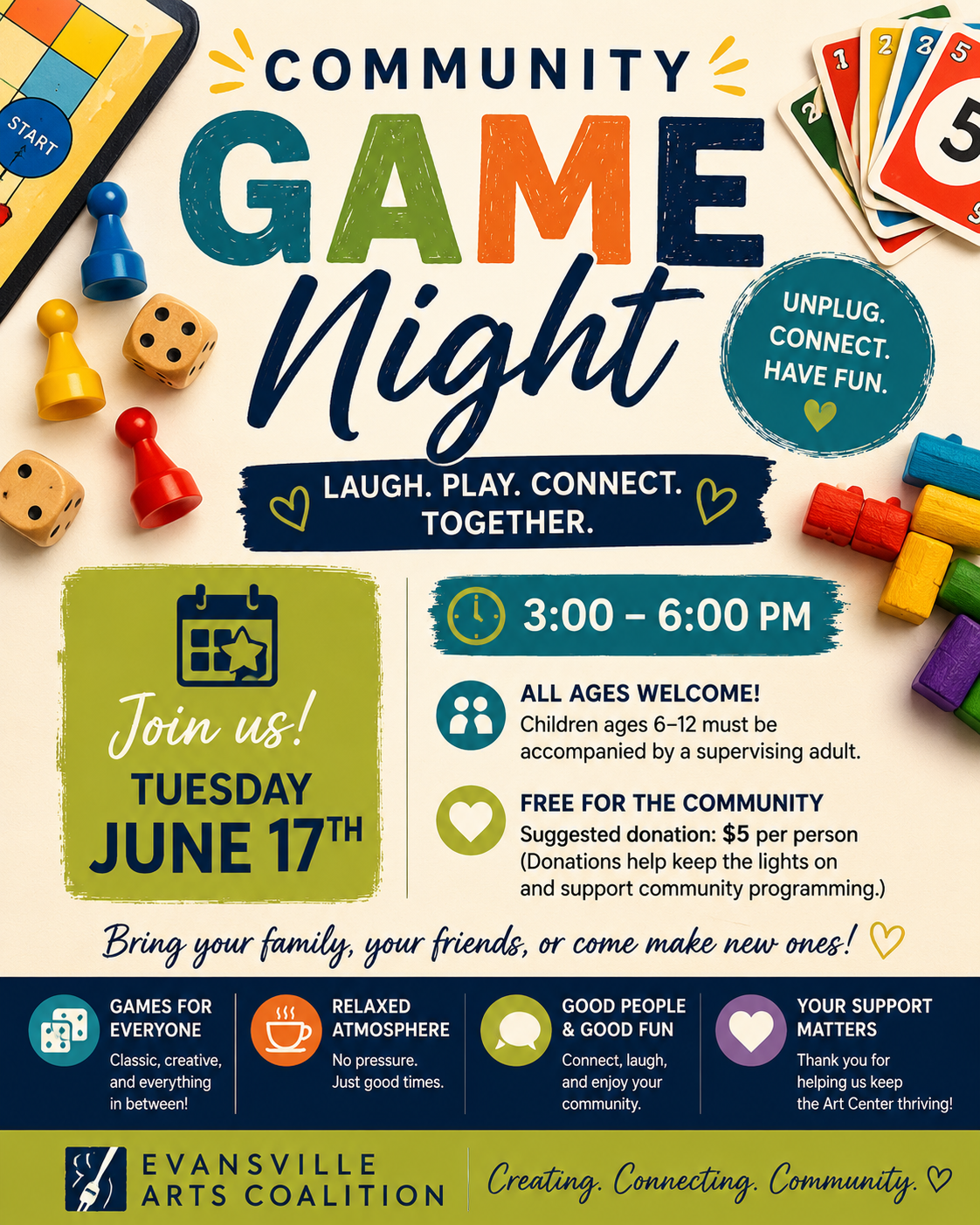 Poster announces Community Game Night