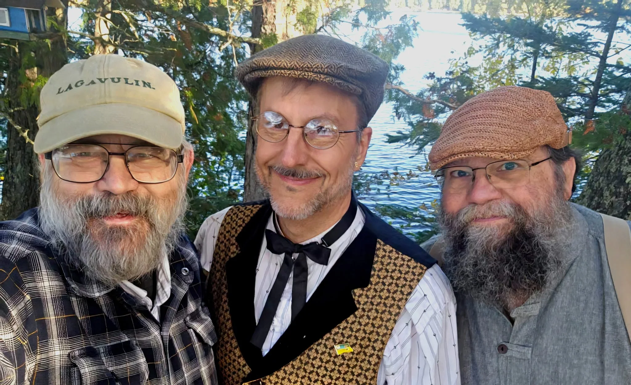 Photo of Fred Keller, BillCagley an Dave Tousley standing amid trees