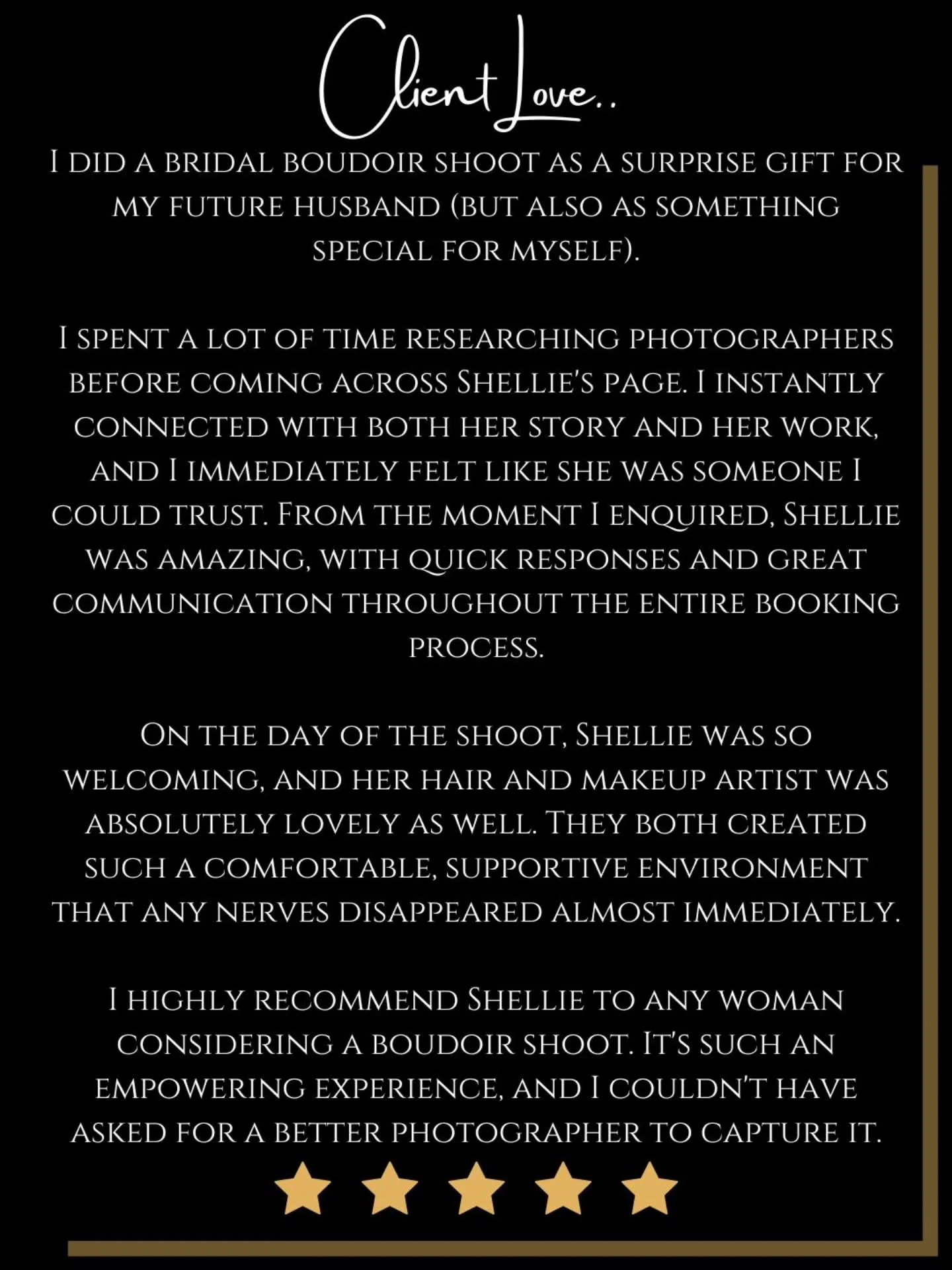 So grateful when my beautiful clients leave such amazing reviews! Thank you! 🙏