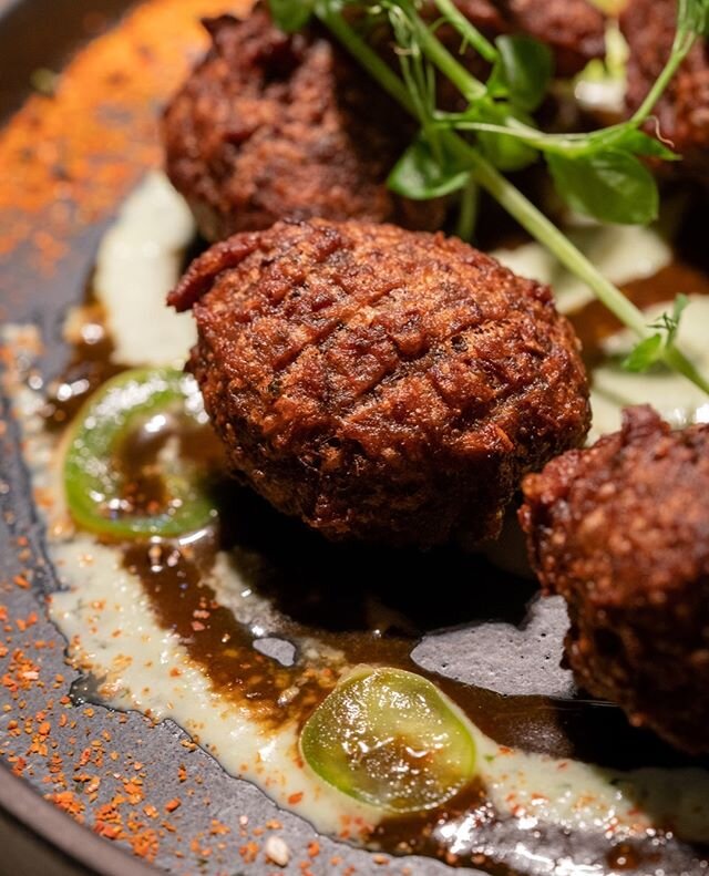 Keeping things light for Summer with our crunchy Falafel dipped in spicy, Jalape&ntilde;o Ranch and BBQ sauce. Yum!