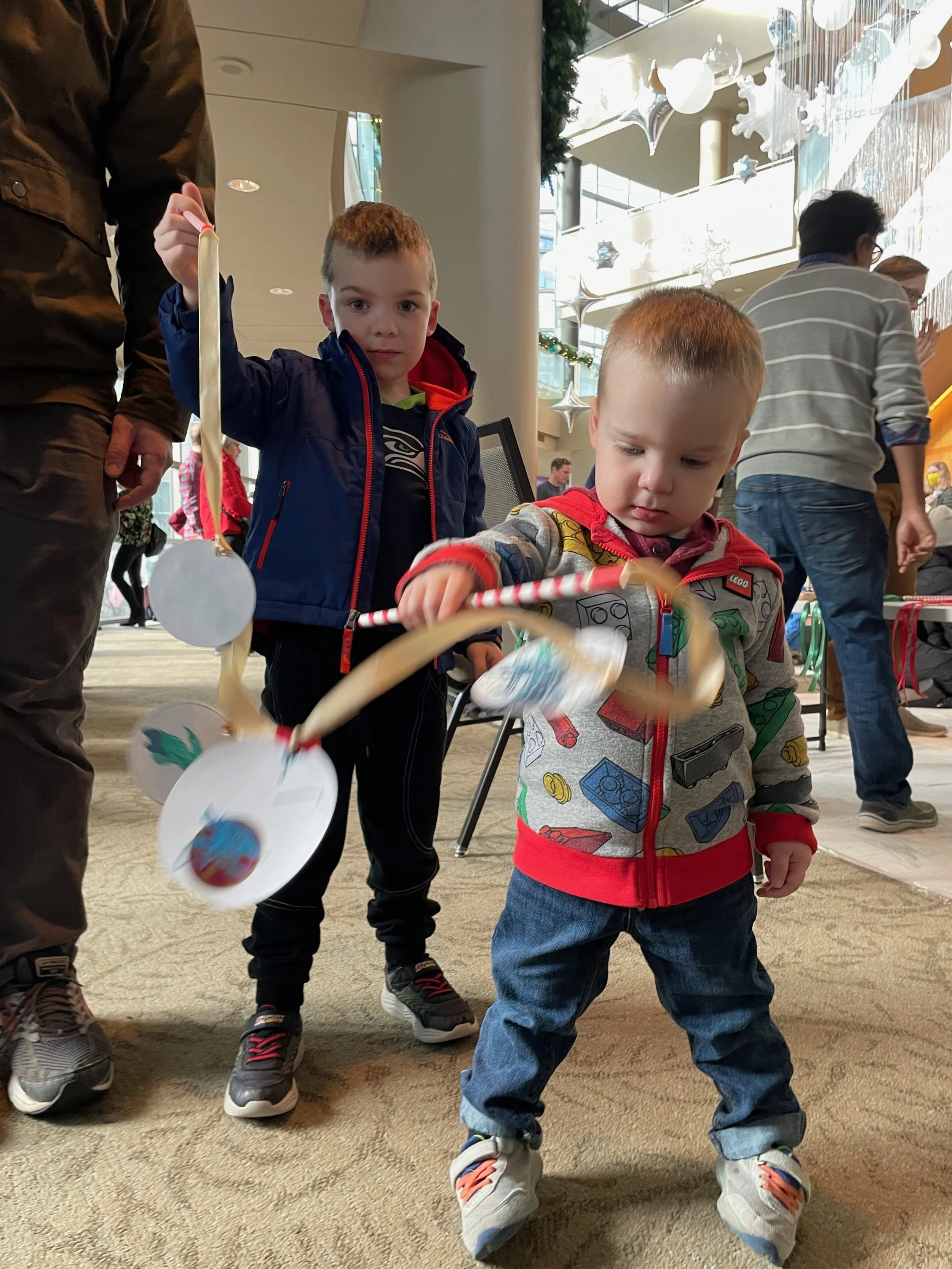 Snowman craft in action.