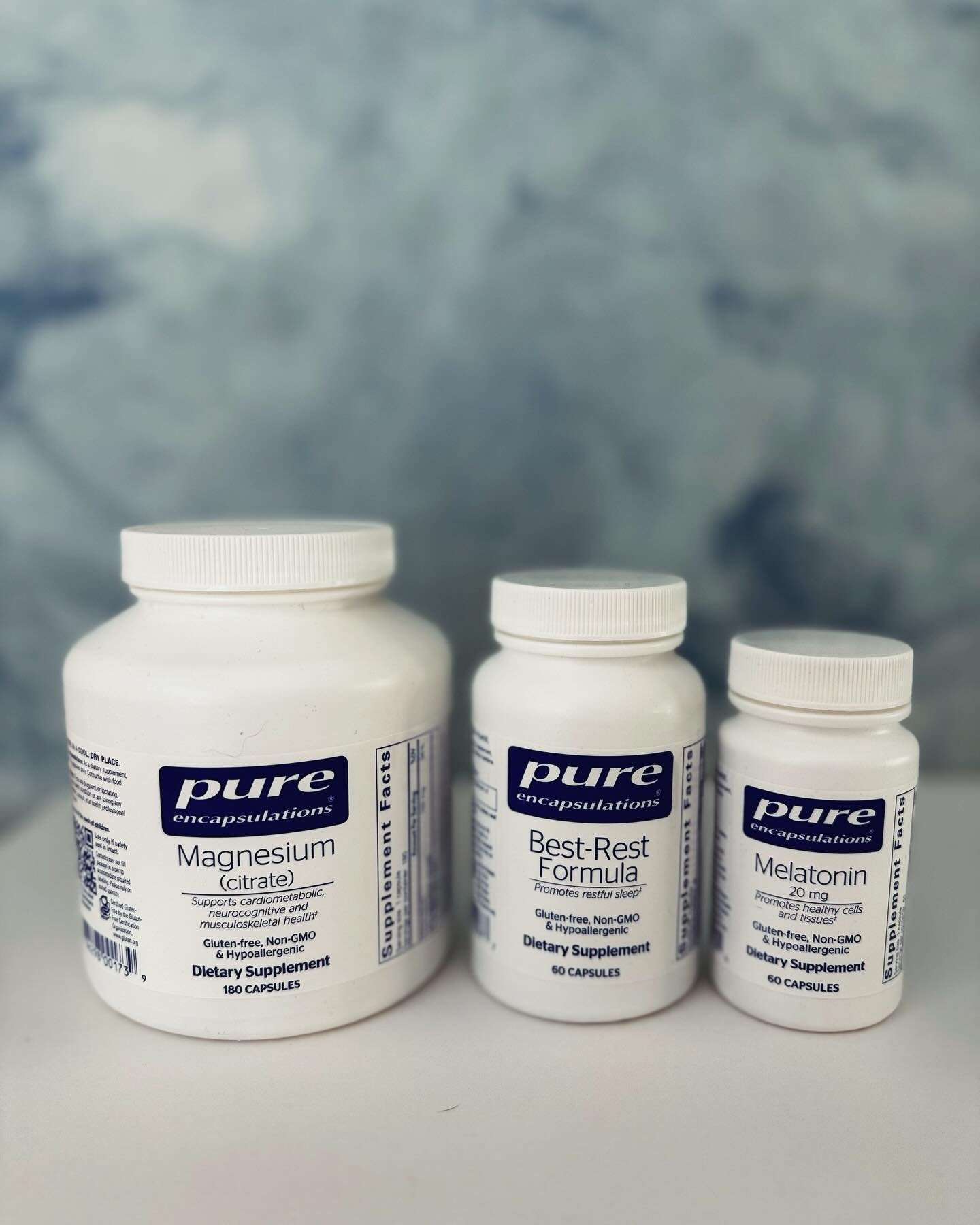 💤 Healthy Sleep with Supplements &amp;  sound of the ocean #whitenoise. 💤
➡️Magnesium, Best-Rest Formula &amp; Melatonin

Pure Encapsulations are FREE from GMO, Gluten &amp; are Vegan. 
Stop in we would love to share this High-quality supplements t