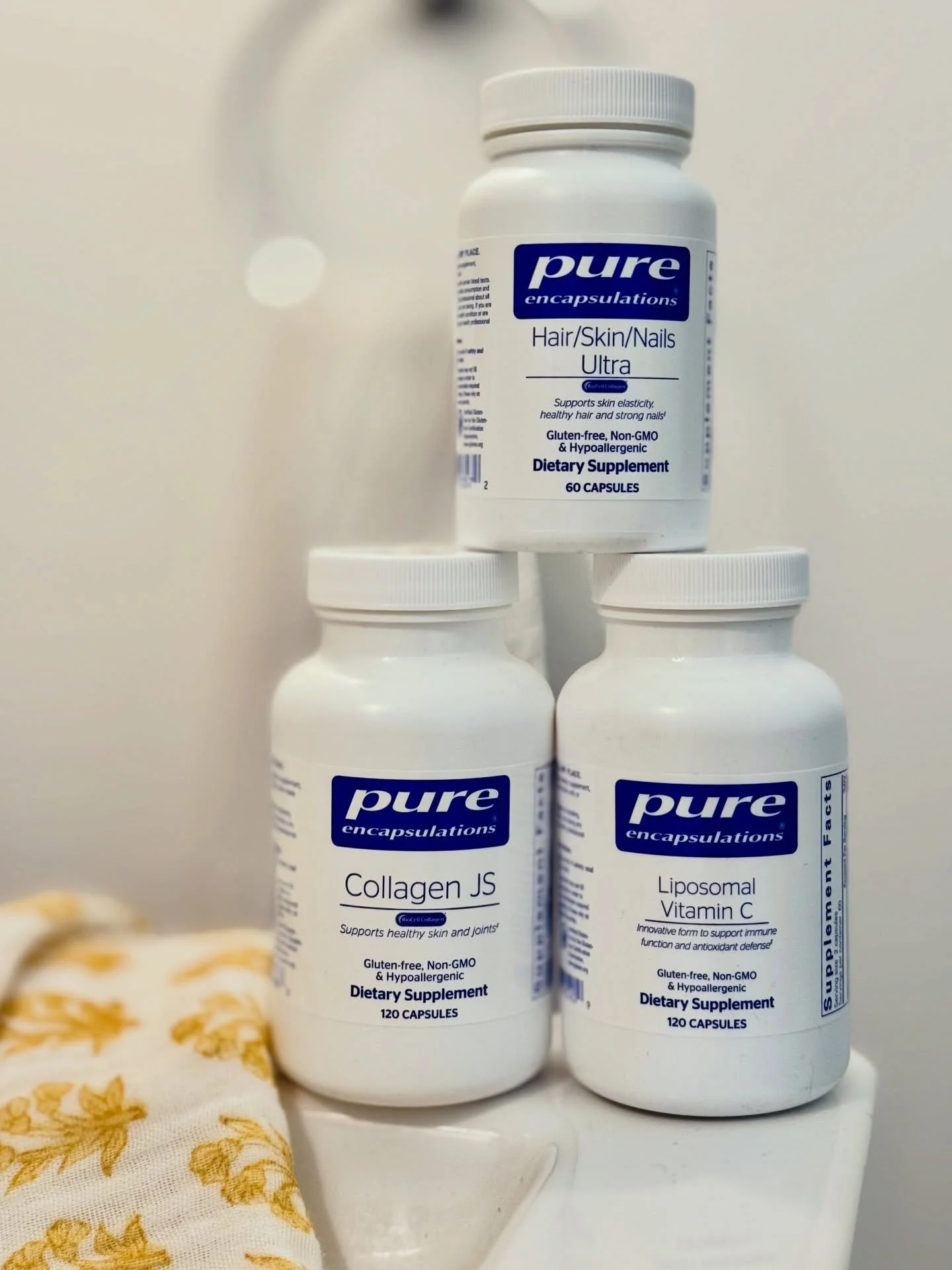 🤗Meet your beauty trio 🌟clean and trusted 💙

💊 Hair/Skin/Nails Ultra, feeds strength, shine, and resilience
💊 Collagen JS , supports smooth skin + happy joints
💊 Liposomal Vitamin C, boosts collagen production &amp; antioxidant glow

Together, 