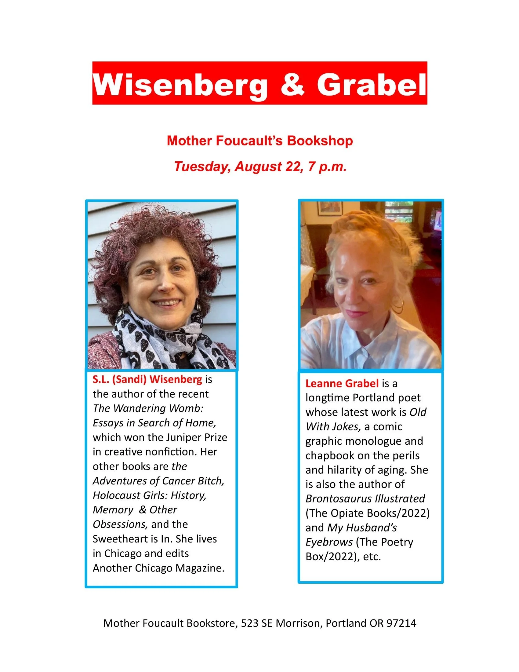 Wisenberg &amp; Grabel @ Mother Foucault's Bookshop