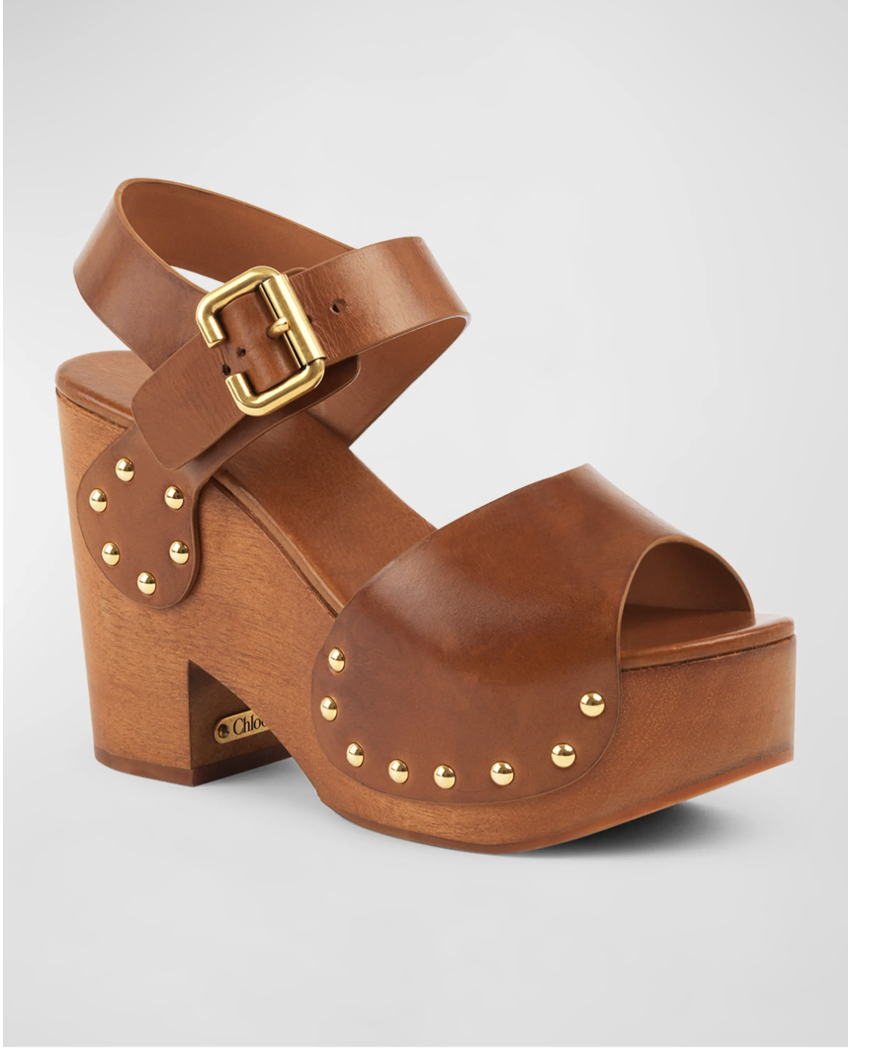 Studded Wood Platform Sandals