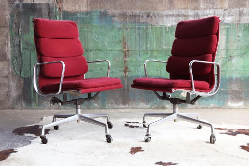 1980s Eames Herman Miller Aluminum Soft Reclining Height Adjustable Executive Lounge Chairs - Set of 5 — Catch My Drift Vintage