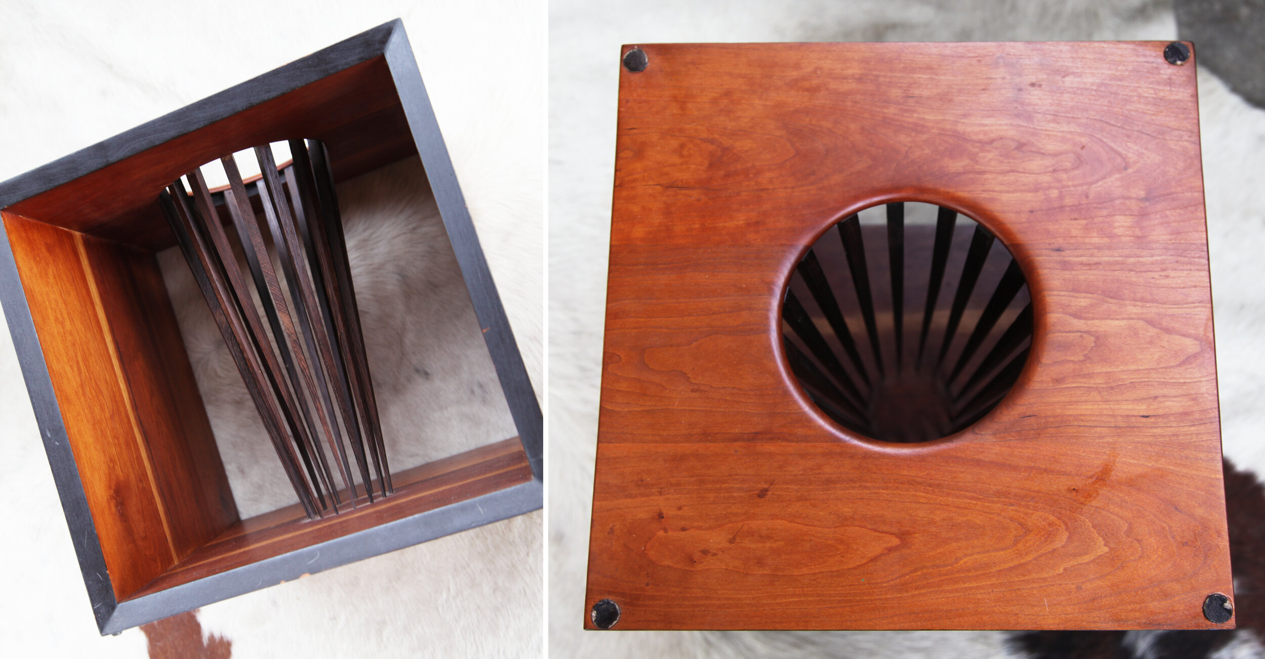 Sculptural Danish Modern Walnut Teak Cube Table base. MCM Mid Mod.