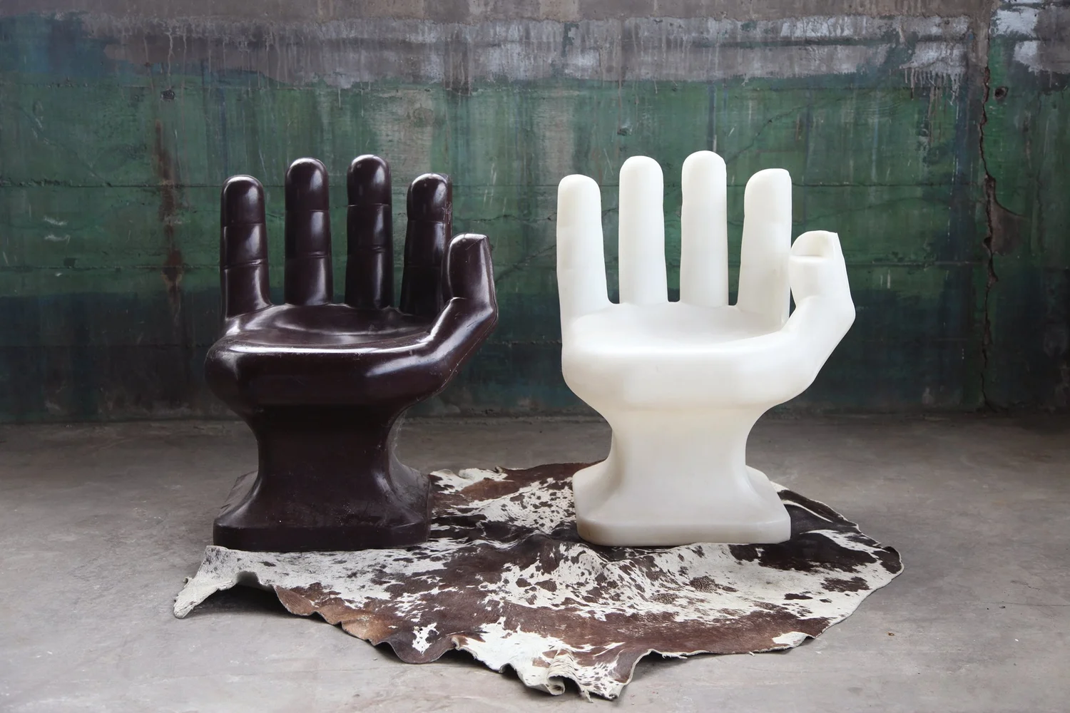 1970s Vintage Mid Century Modern Hand Lounge Chair, in White-- One Piece —  Catch My Drift Vintage