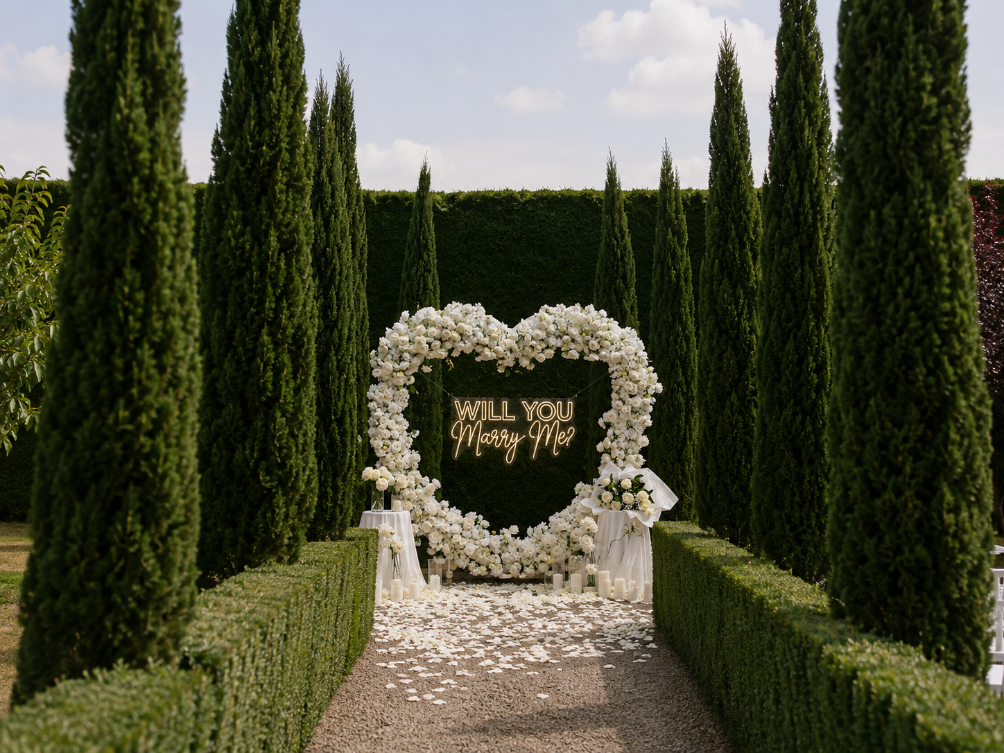 Yarra Valley Garden Proposal Ideas - Luxury White Heart Proposal