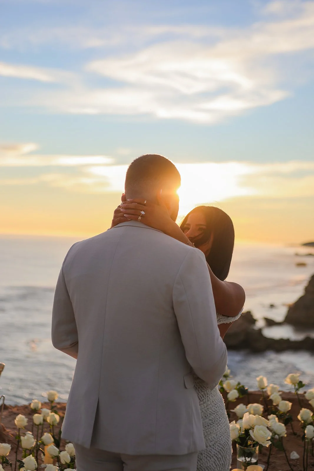 Beach Proposal with clifftop and sunset captured by Australia best proposal photographer