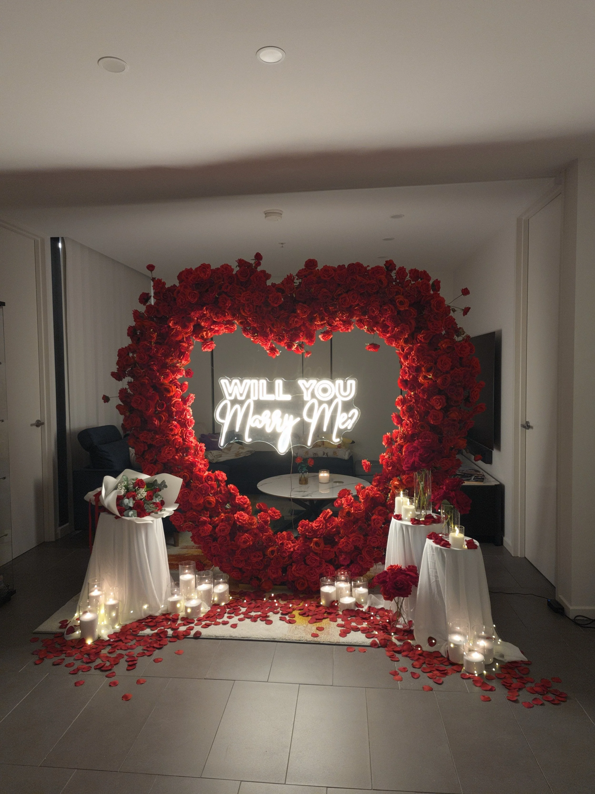 red heart romantic proposal