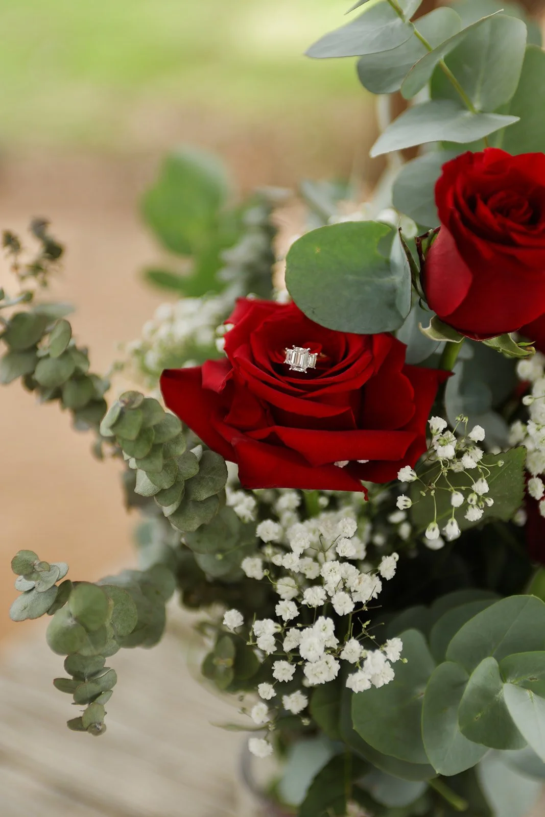 Stunning red rose florals for a wedding proposal on the Mornington Peninsula