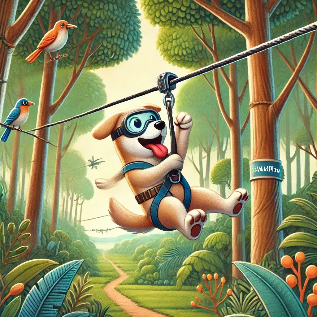 Congratulations, you met Wally the ziplining dog. Give him a digital pat before you go.