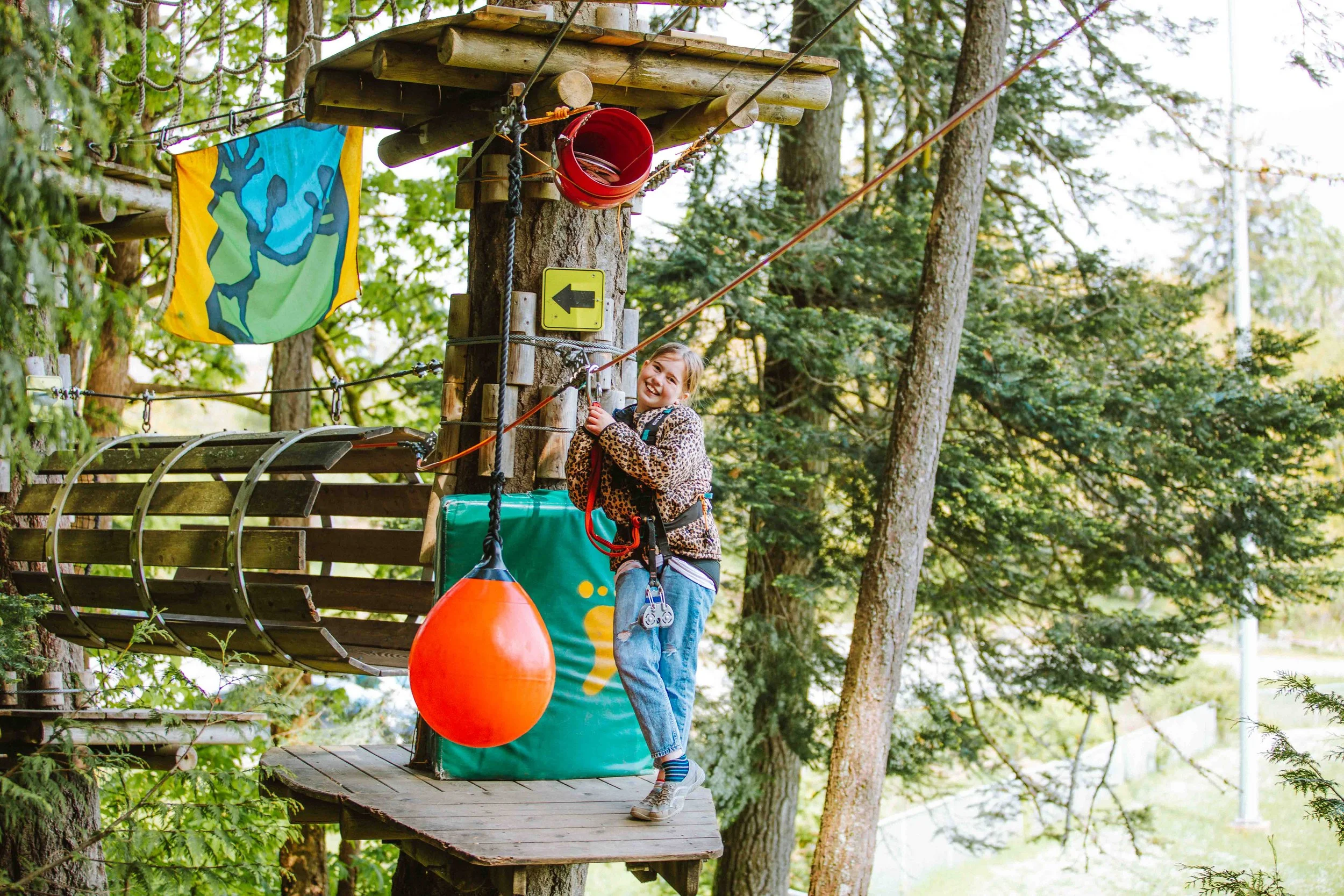 kid conquers aerial adventure course at WildPlay BC parks
