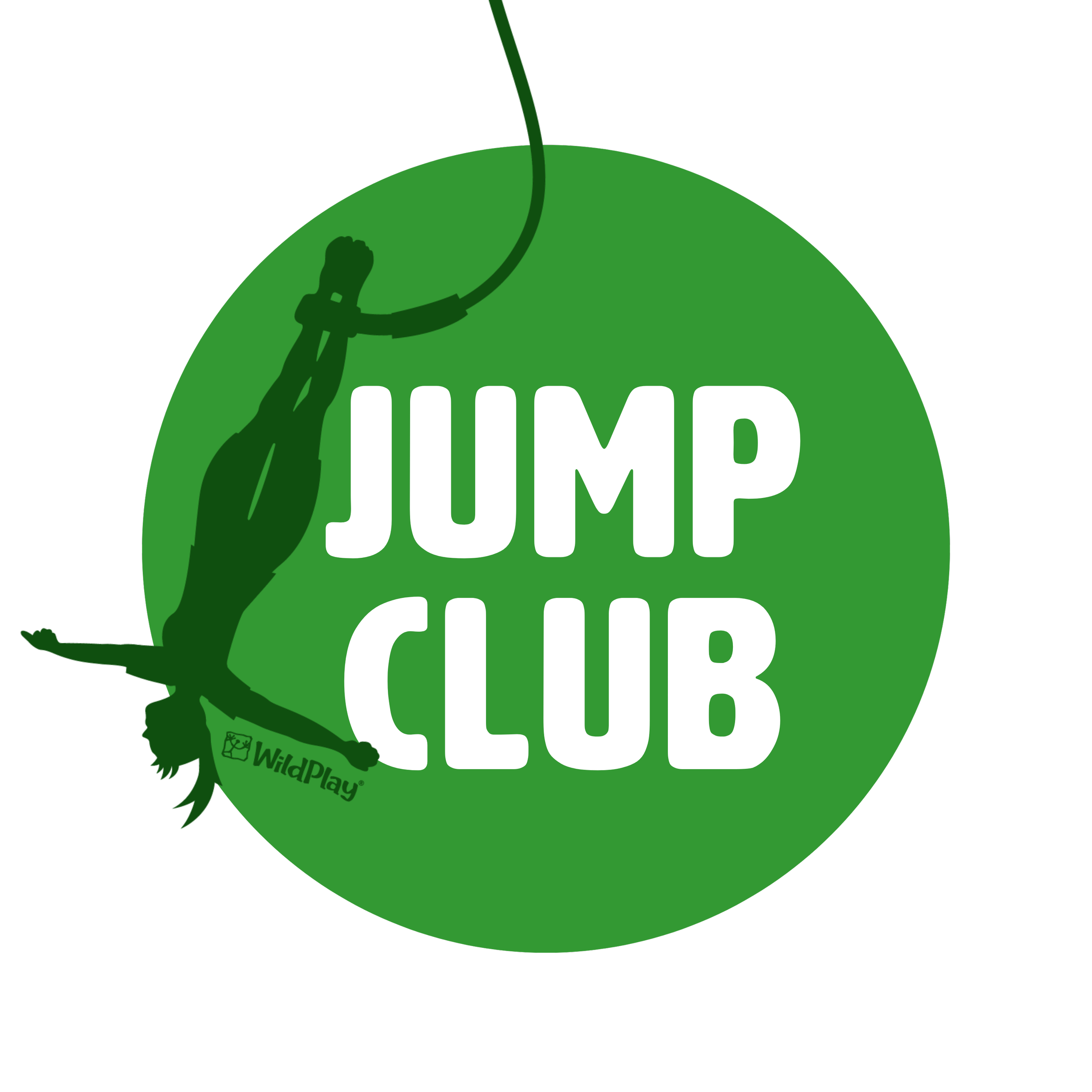 A green logo with "Jump Club" graphic of someone bungy jumping.