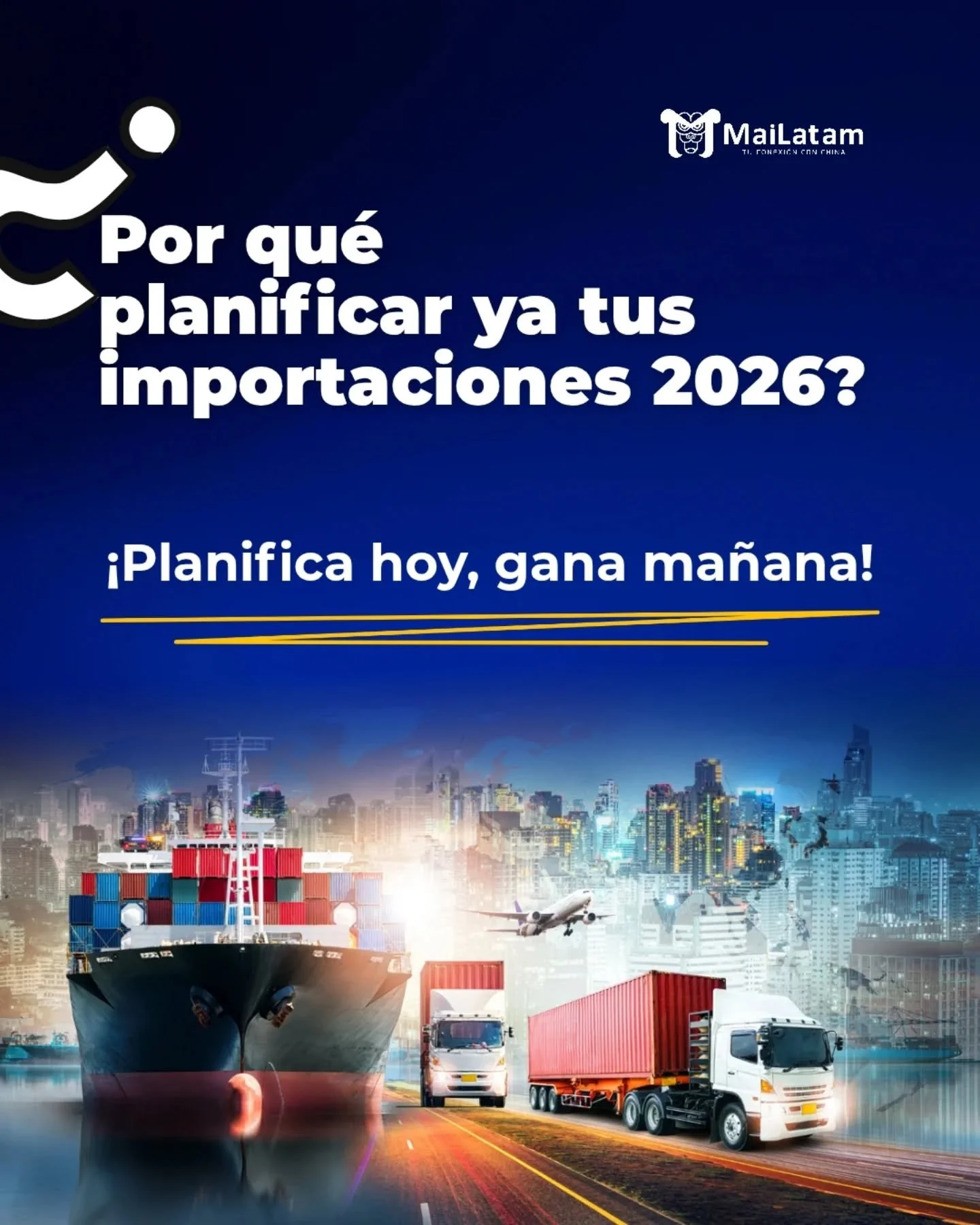 ​&iquest;Tu competencia ya est&aacute; planificando el 2026? 🤔

​&iexcl;No te quedes atr&aacute;s! El tiempo, los costos y la log&iacute;stica no esperan.

​En el mundo de las importaciones, el mayor beneficio lo obtienen quienes se anticipan. Desli