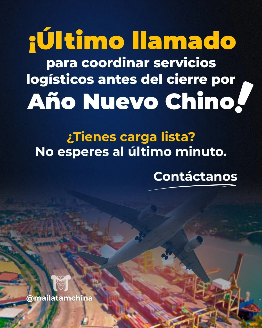 🚨 &iexcl;&Uacute;LTIMO LLAMADO PARA GESTI&Oacute;N LOG&Iacute;STICA! 🚨

0Se acerca el A&ntilde;o Nuevo Chino y con &eacute;l, el receso laboral del 14 al 22 de febrero.

En el mundo de las importaciones, esto no solo significa d&iacute;as libres; s