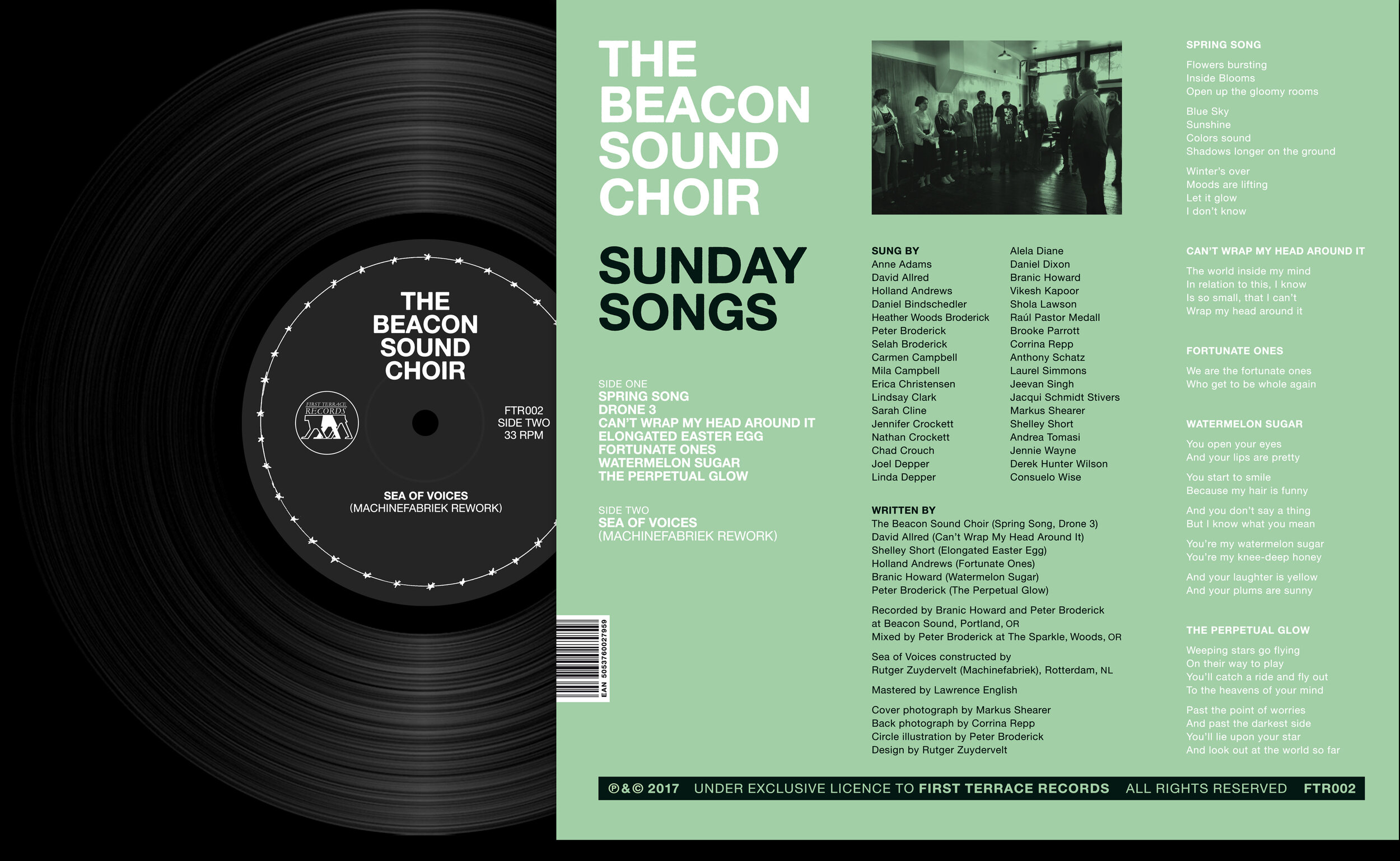  lp back cover – The Beacon Sound Choir Sunday Songs First Terrace Records, 2017 