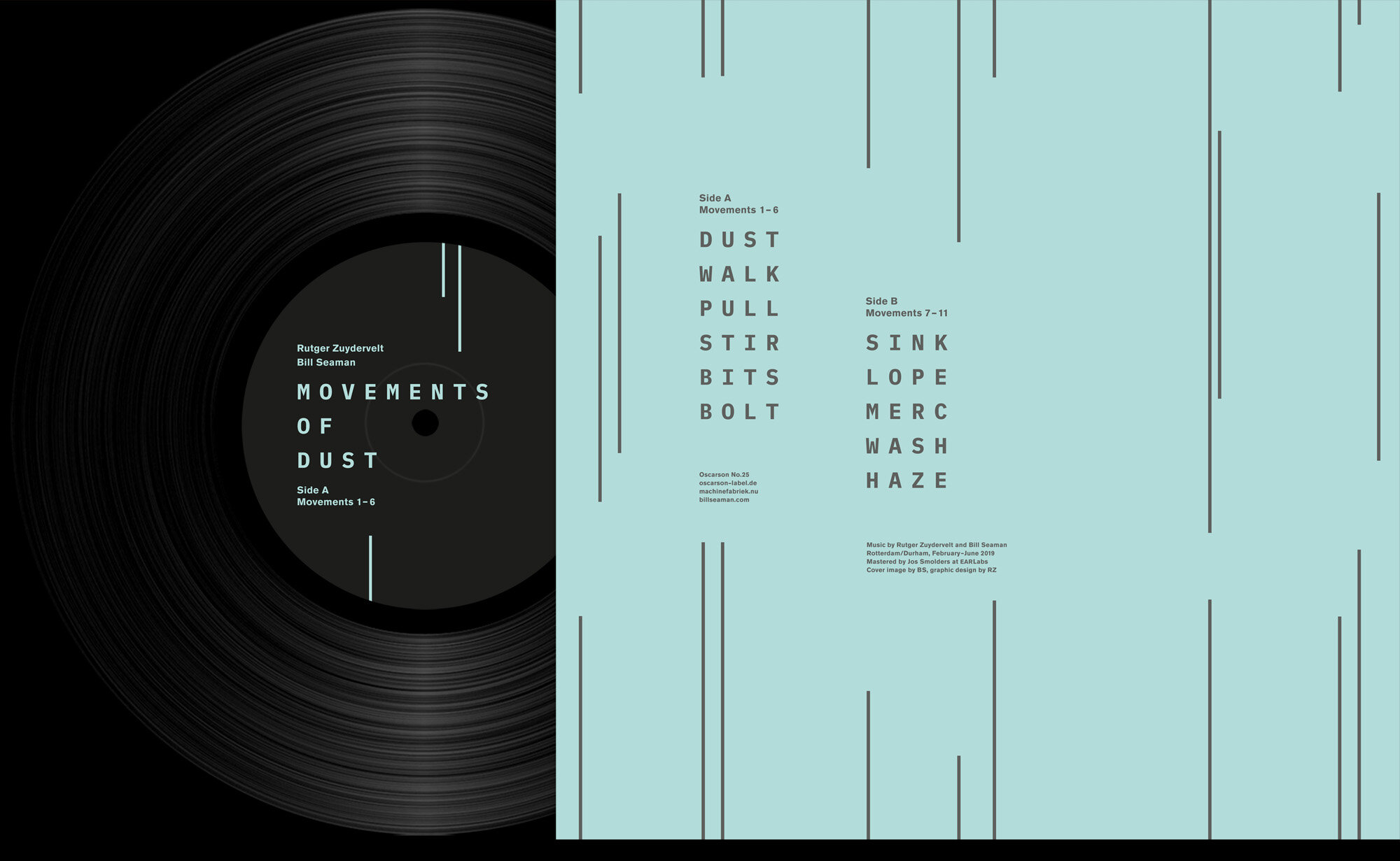  lp back cover – Rutger Zuydervelt &amp; Bill Seaman Movements of Dust Oscarson, 2020 