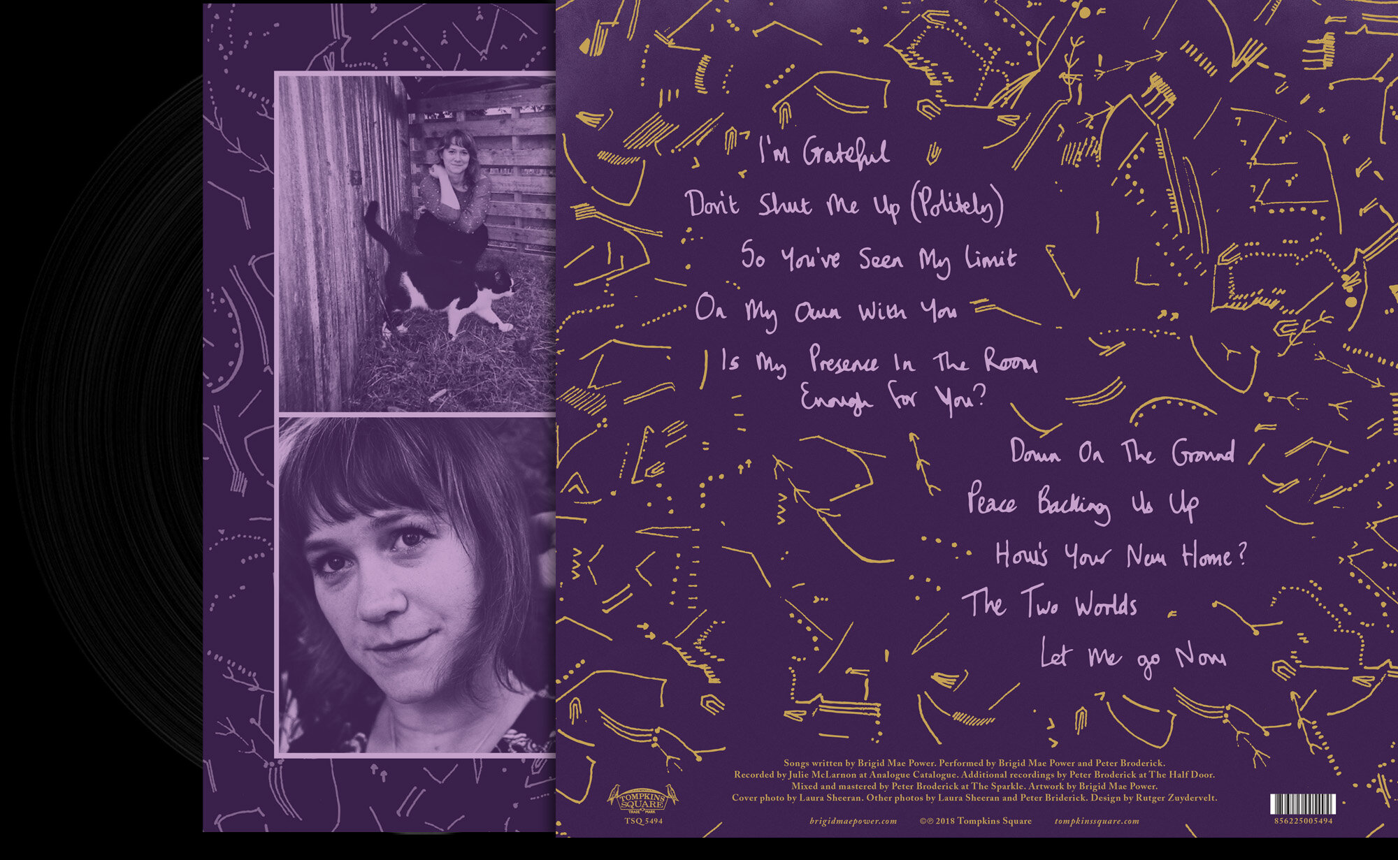  lp back cover/inner sleeve photos by Laura Sheeran and Peter Broderick illustrations by Bridig Mae Power – Brigid Mae Power The Two Worlds Tompkins Square, 2018 