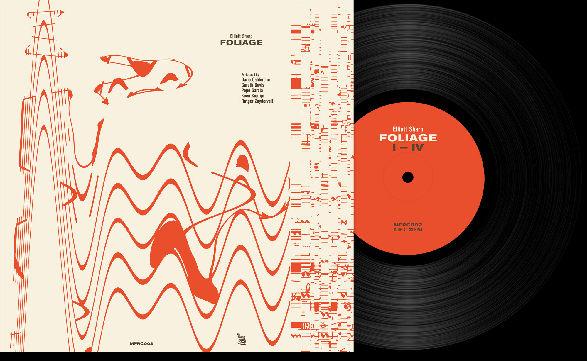  lp front cover based on graphic scores by Elliot Sharp – Elliot Sharp Foliage Moving Furniture Records, 2020 