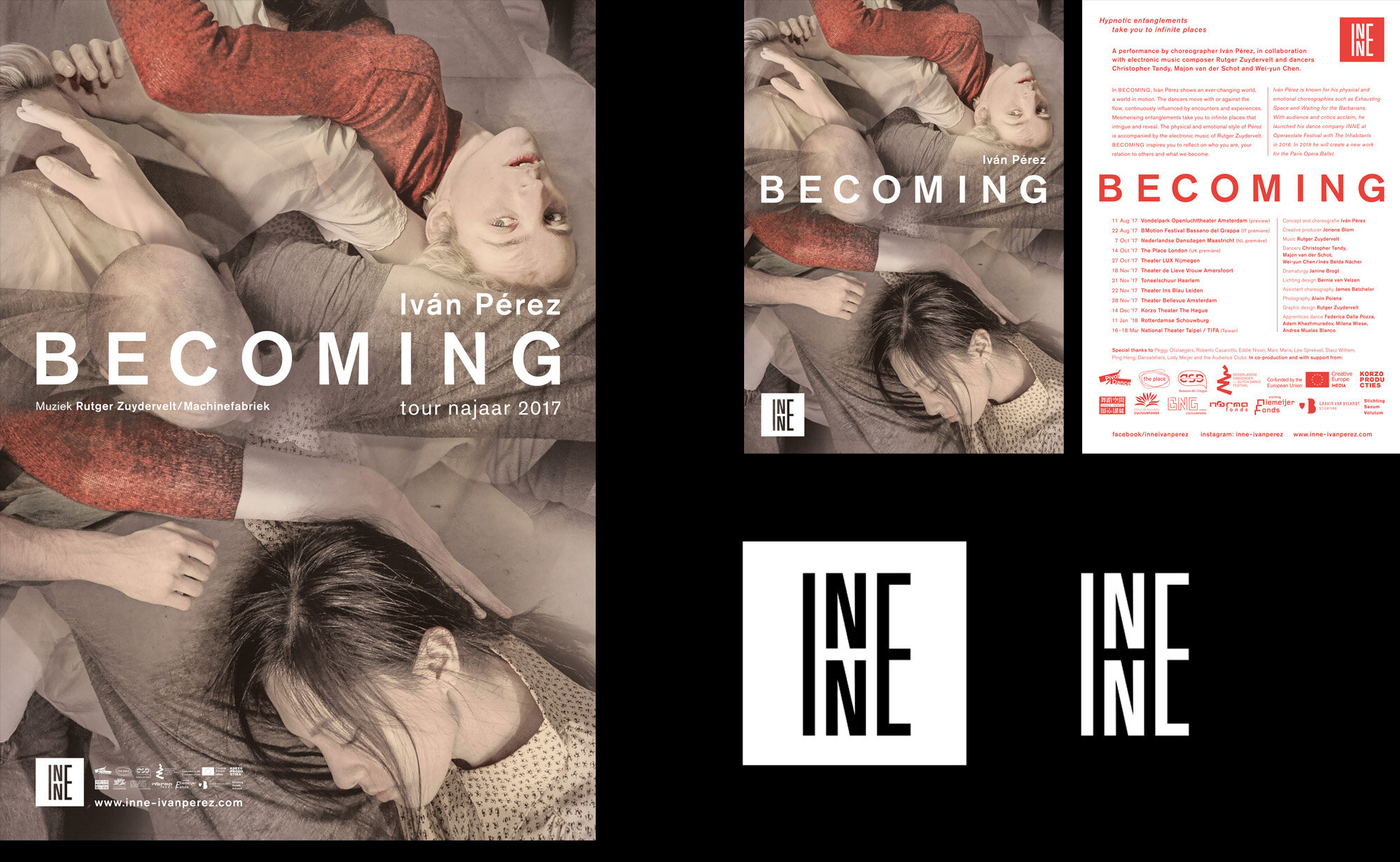  poster, fyer and logo – Becoming (dance performance)  INNE (dance company) 2017 