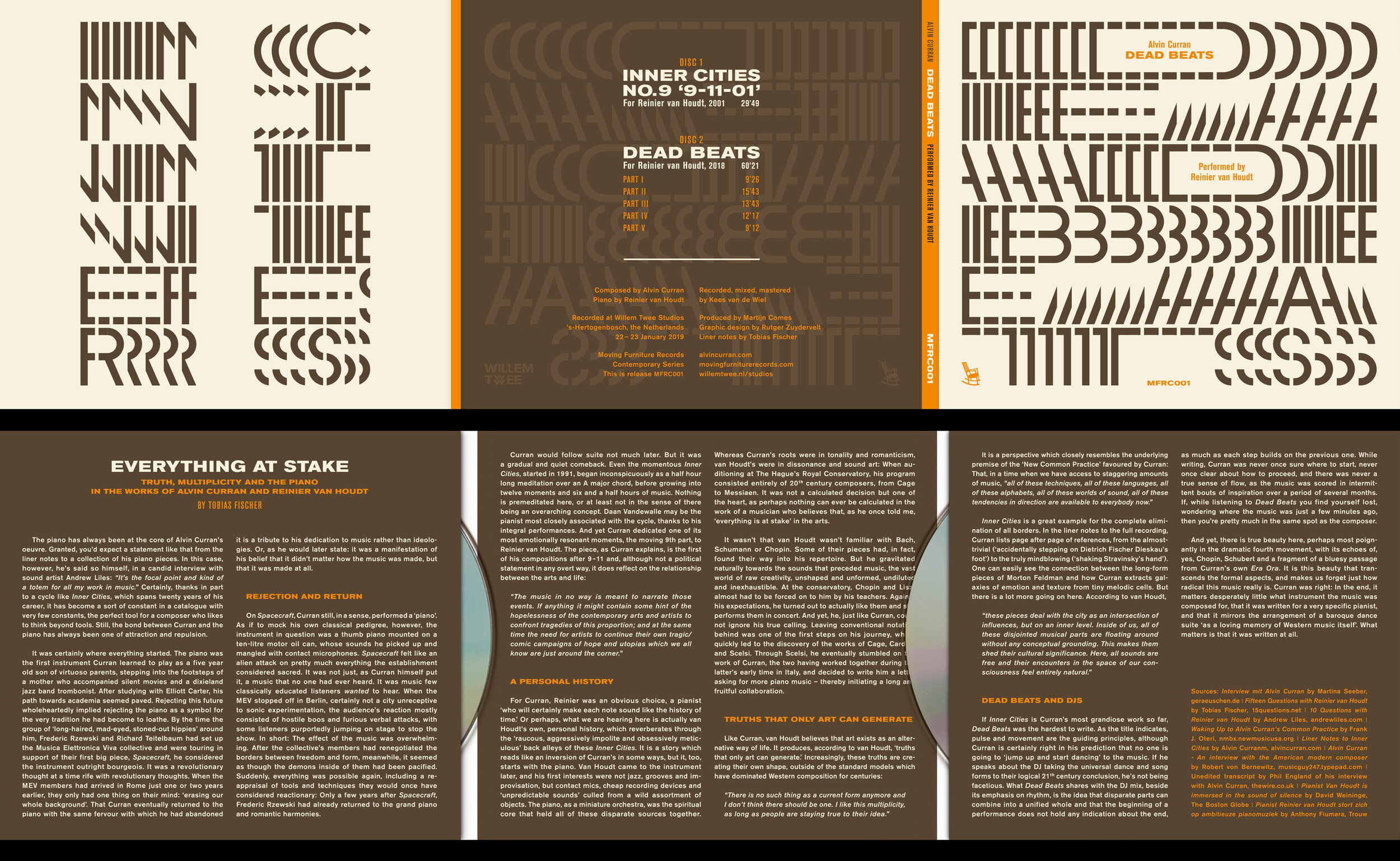  cd sleeve – Reinier van Houdt Alvin Curran: Dead Beats Moving Furniture Records, 2019 