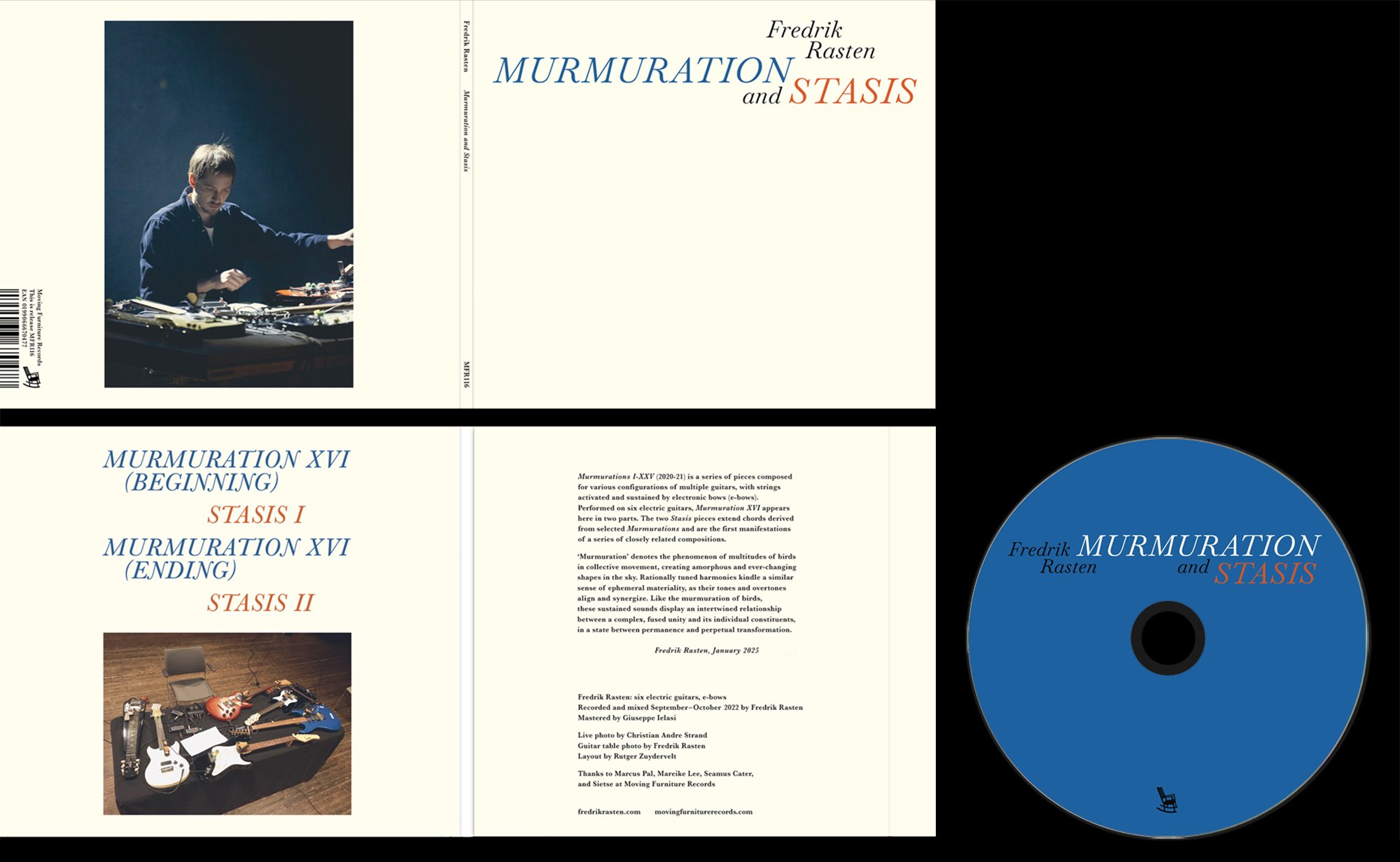 cd sleeve - Fredrik Rasten Murmuration and Stasis Moving Furniture Records, 2025