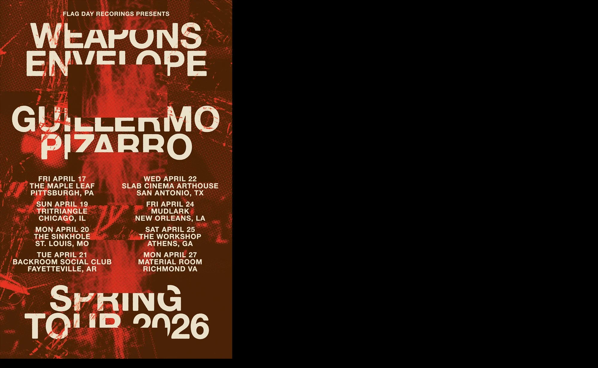  poster _ Weapons Enveloppe &amp; Guillermo Pizarro Tour poster 2026 