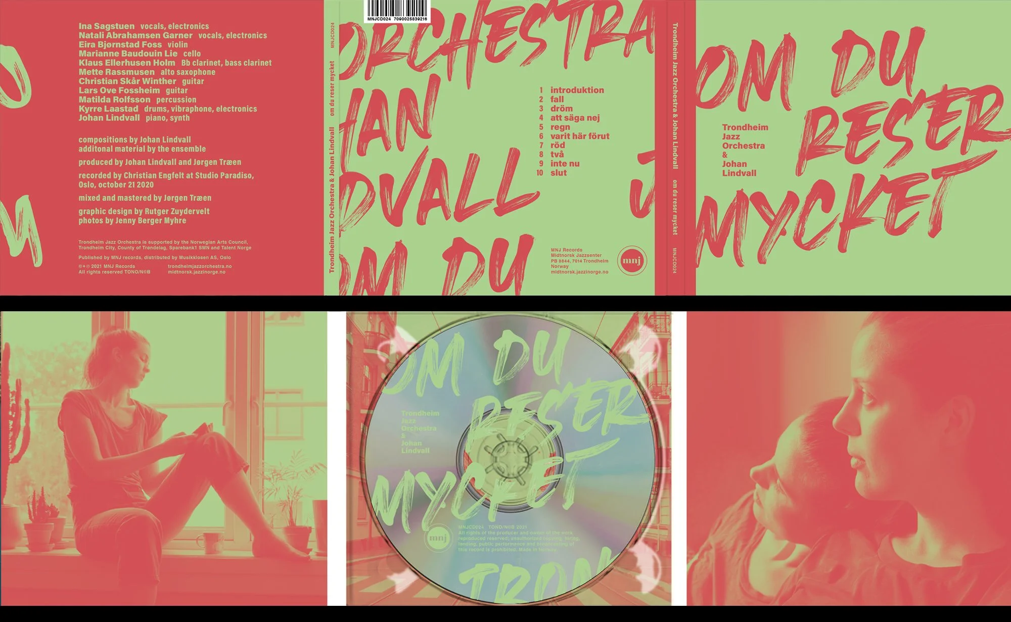  cd sleeve – Trondheim Jazz Orchestra &amp; Johan Lindvall om du reser mycket MNJ Records, 2021  